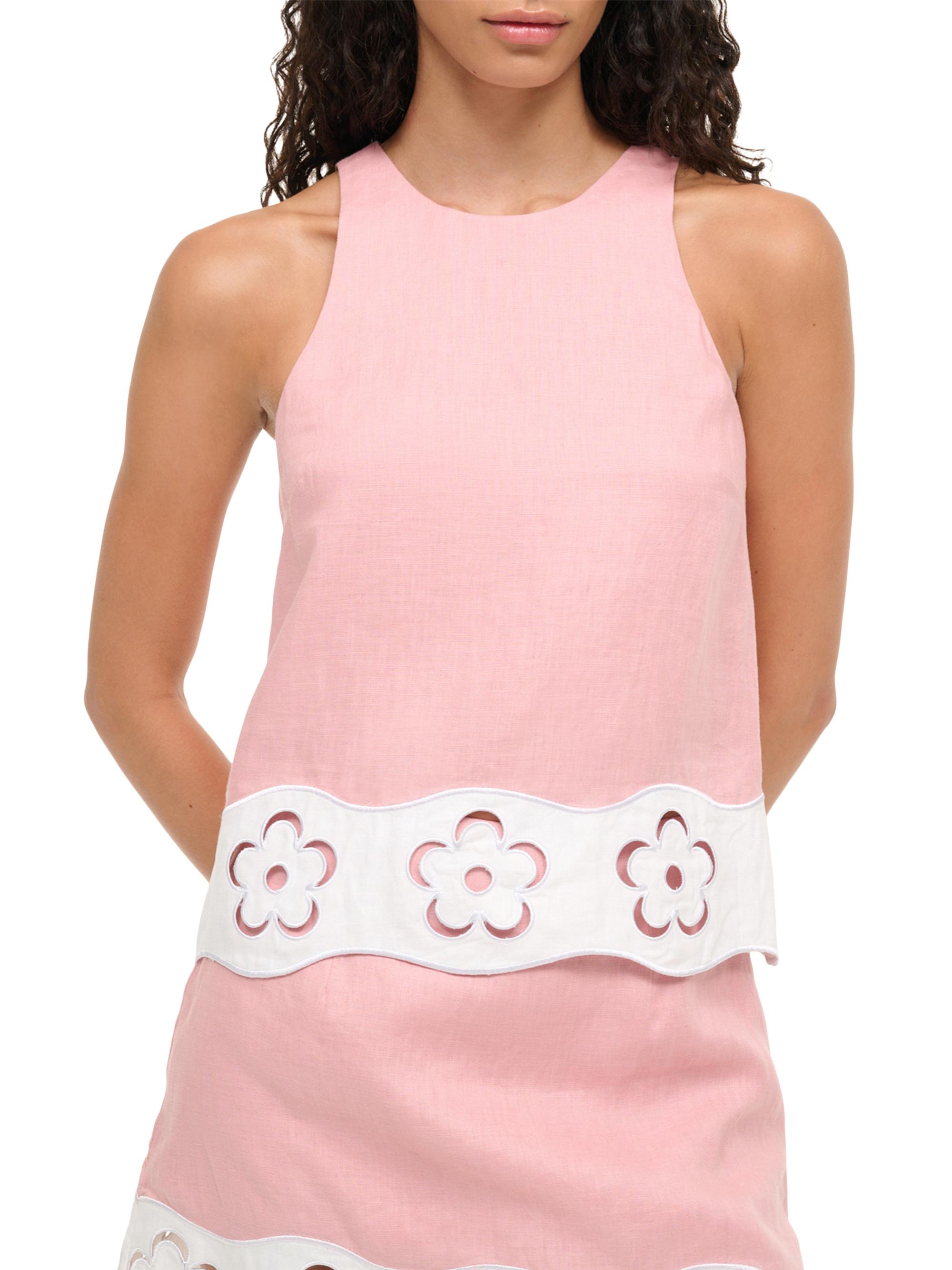 Staud Mika Floral Lace-Trimmed Linen Sleeveless Top | Saks Fifth Avenue
