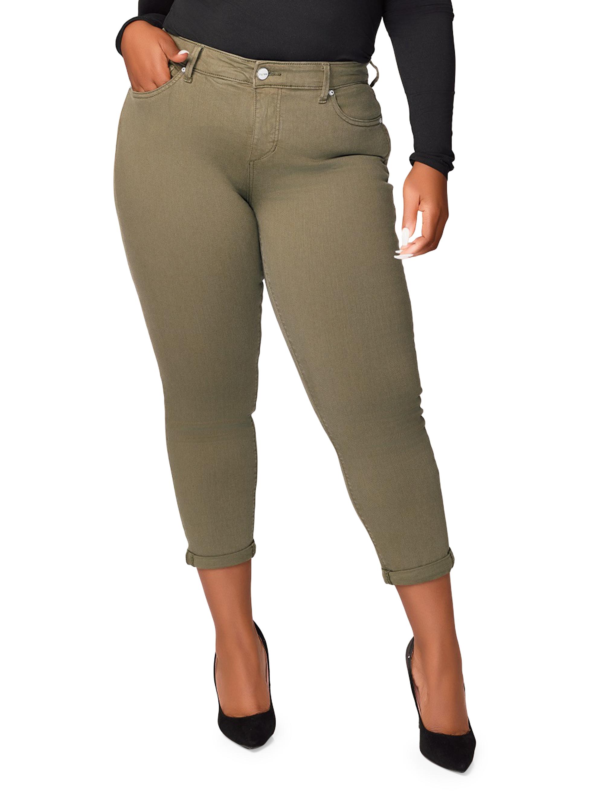 Slink Jeans Women's Plus Evergreen Medium-Rise Boyfriend Pants - Evergreen