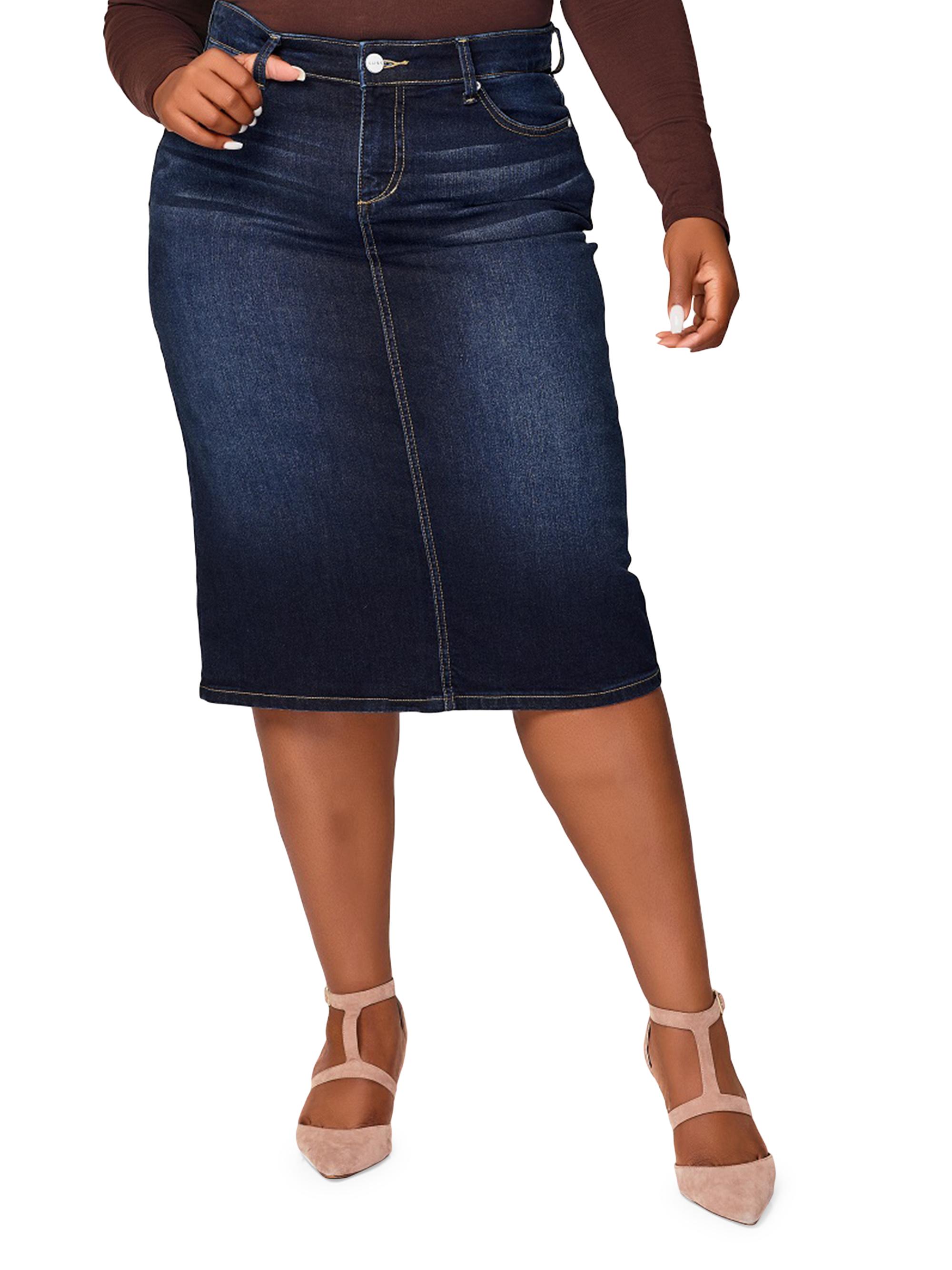 Slink Jeans Women's Plus Emma Denim Midi-Skirt - Emma