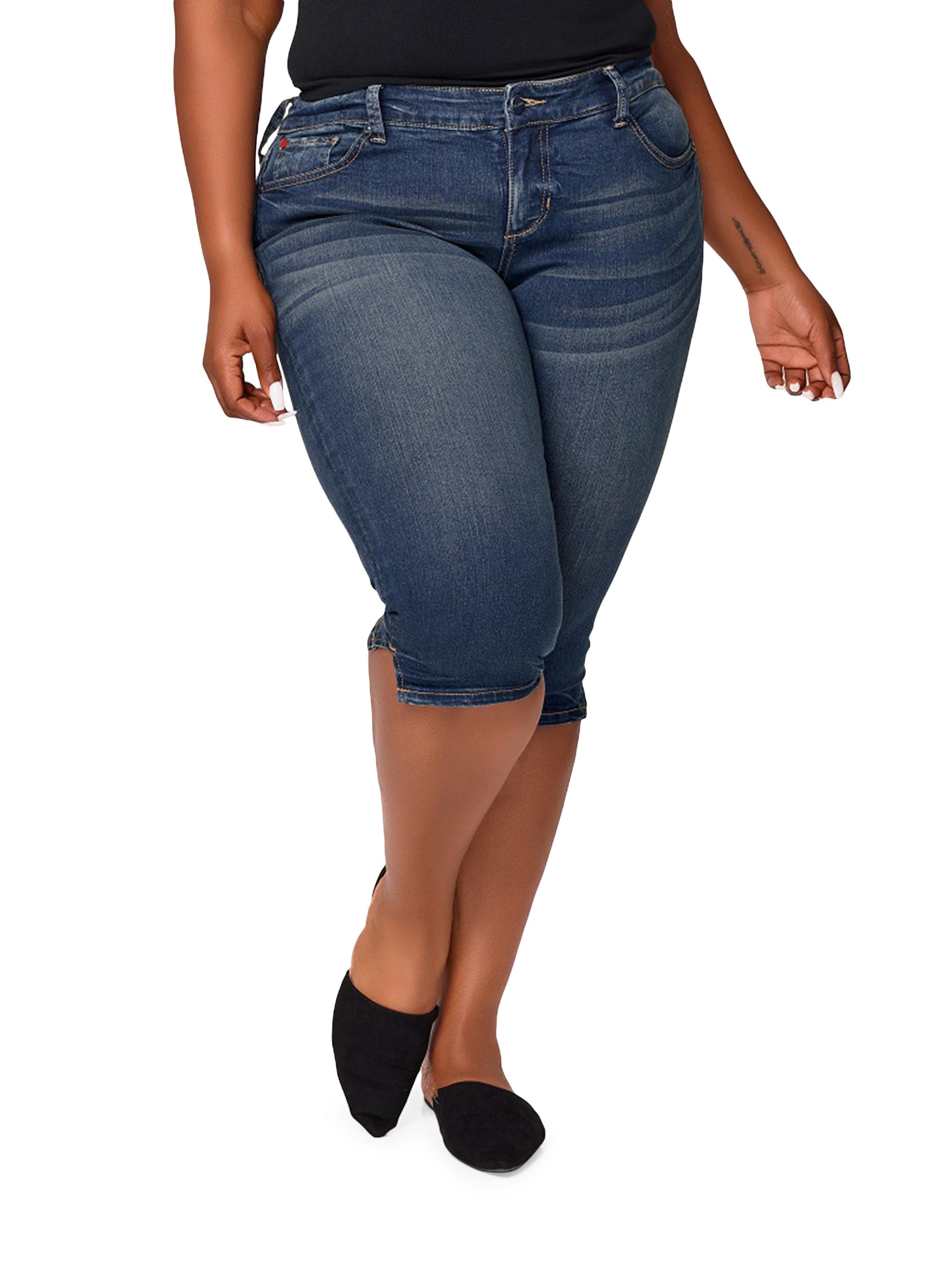 Slink Jeans Women's Pearl Stretch-Cotton Mid-Rise Capri Jeans - Pearl