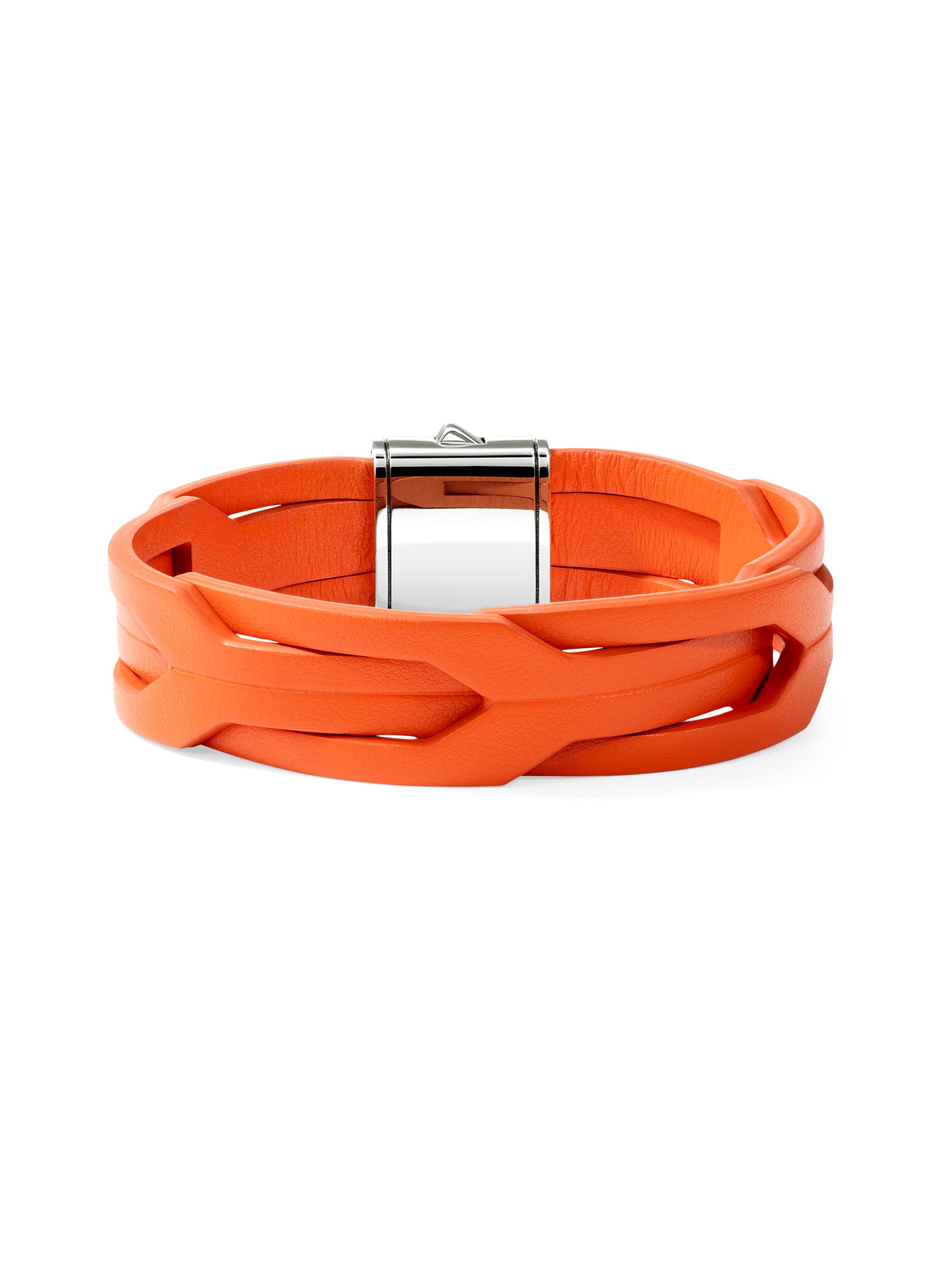 John Hardy Men's Icon Sterling Silver & Leather Woven Bracelet - Silver Orange