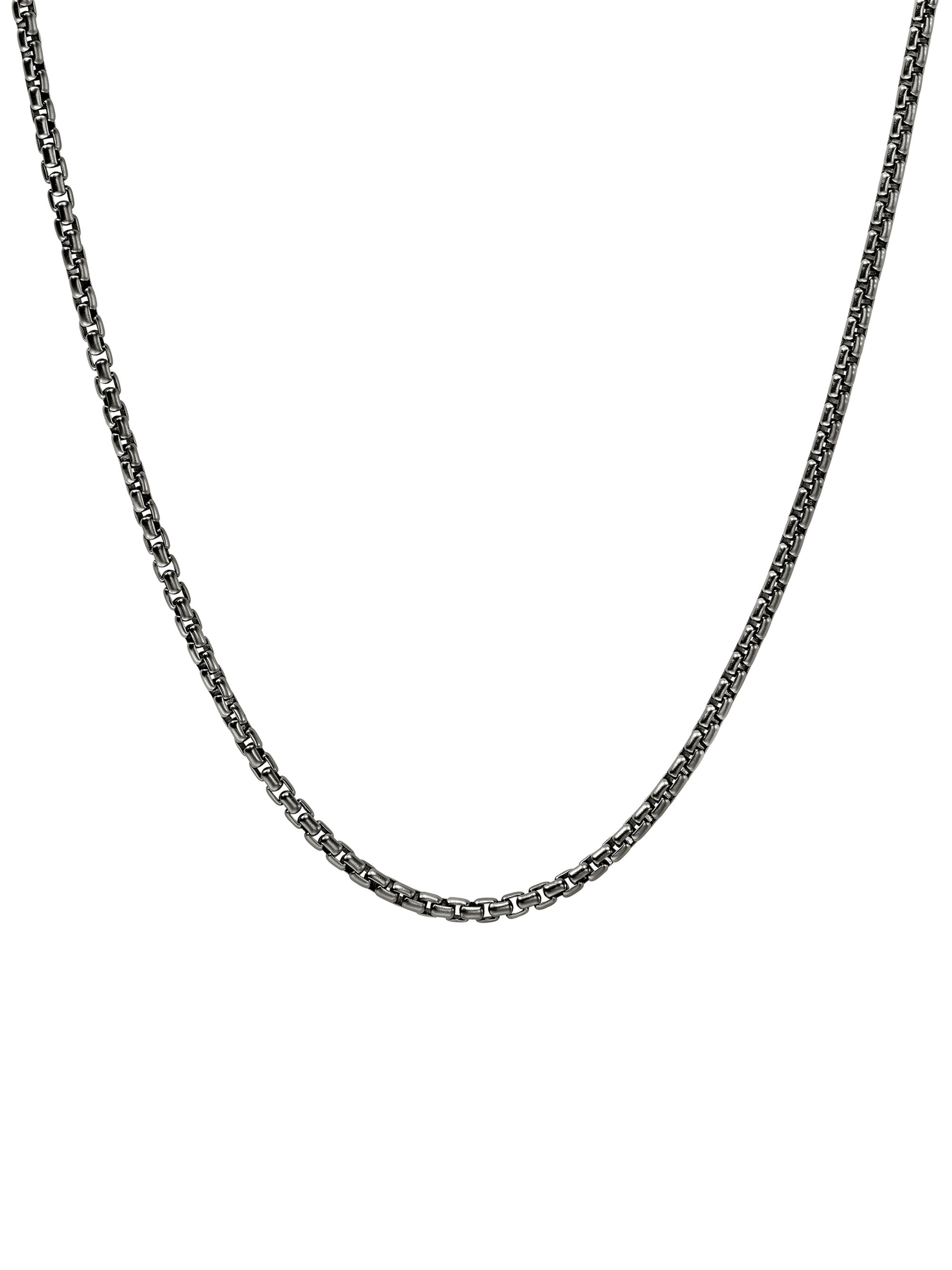 John Hardy Men's Blackened Sterling Silver Box Chain Necklace/2.7MM - Silver