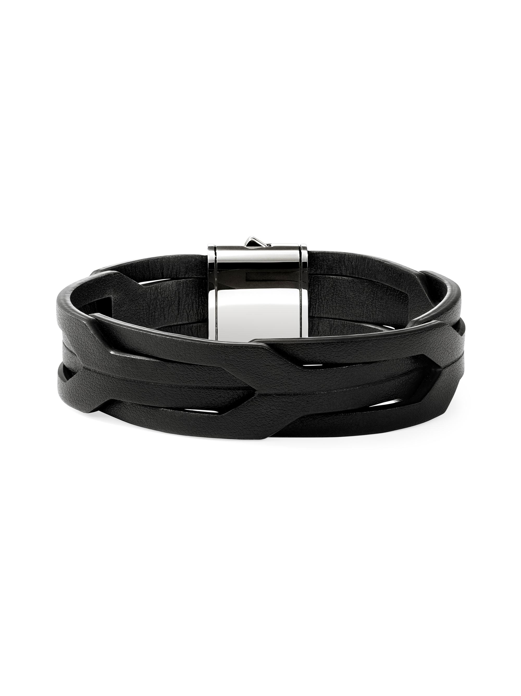 John Hardy Men's Icon Sterling Silver & Leather Woven Bracelet - Silver Black