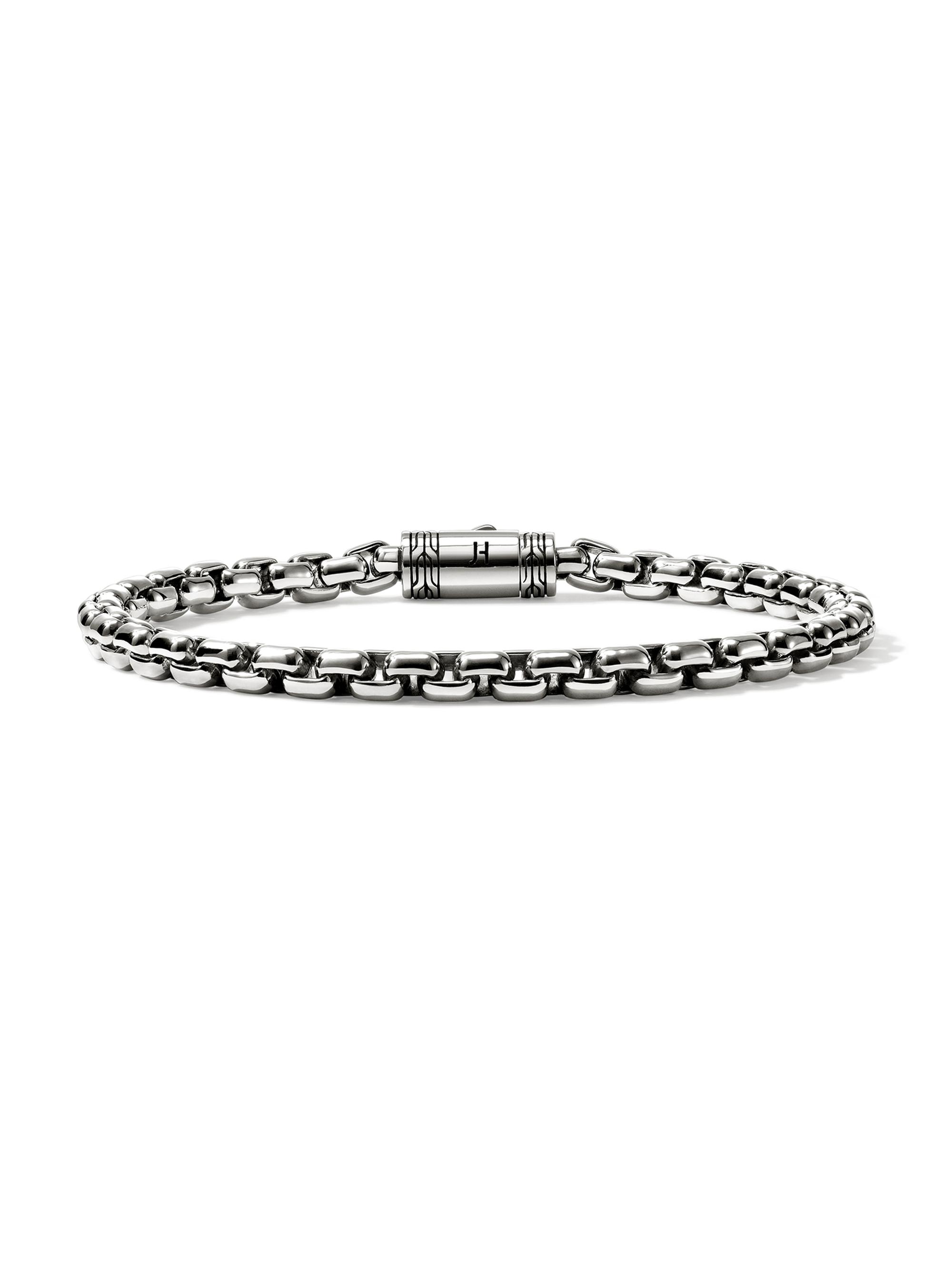 John Hardy Men's Blackened Sterling Silver Box Chain Bracelet/4.8MM - Silver
