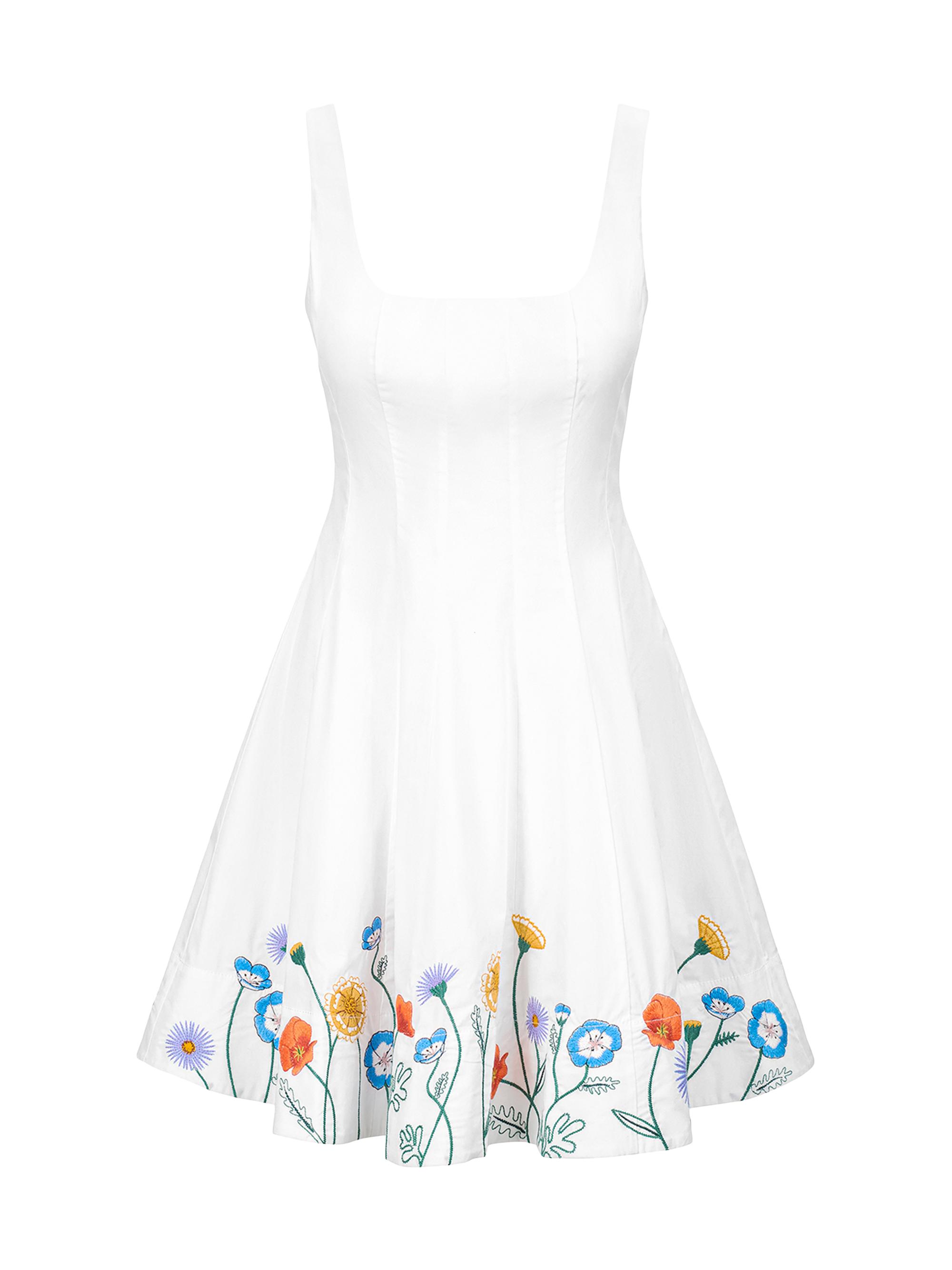 Staud Women's Wells Floral-Embroidered Stretch-Cotton Minidress - Seed Shop