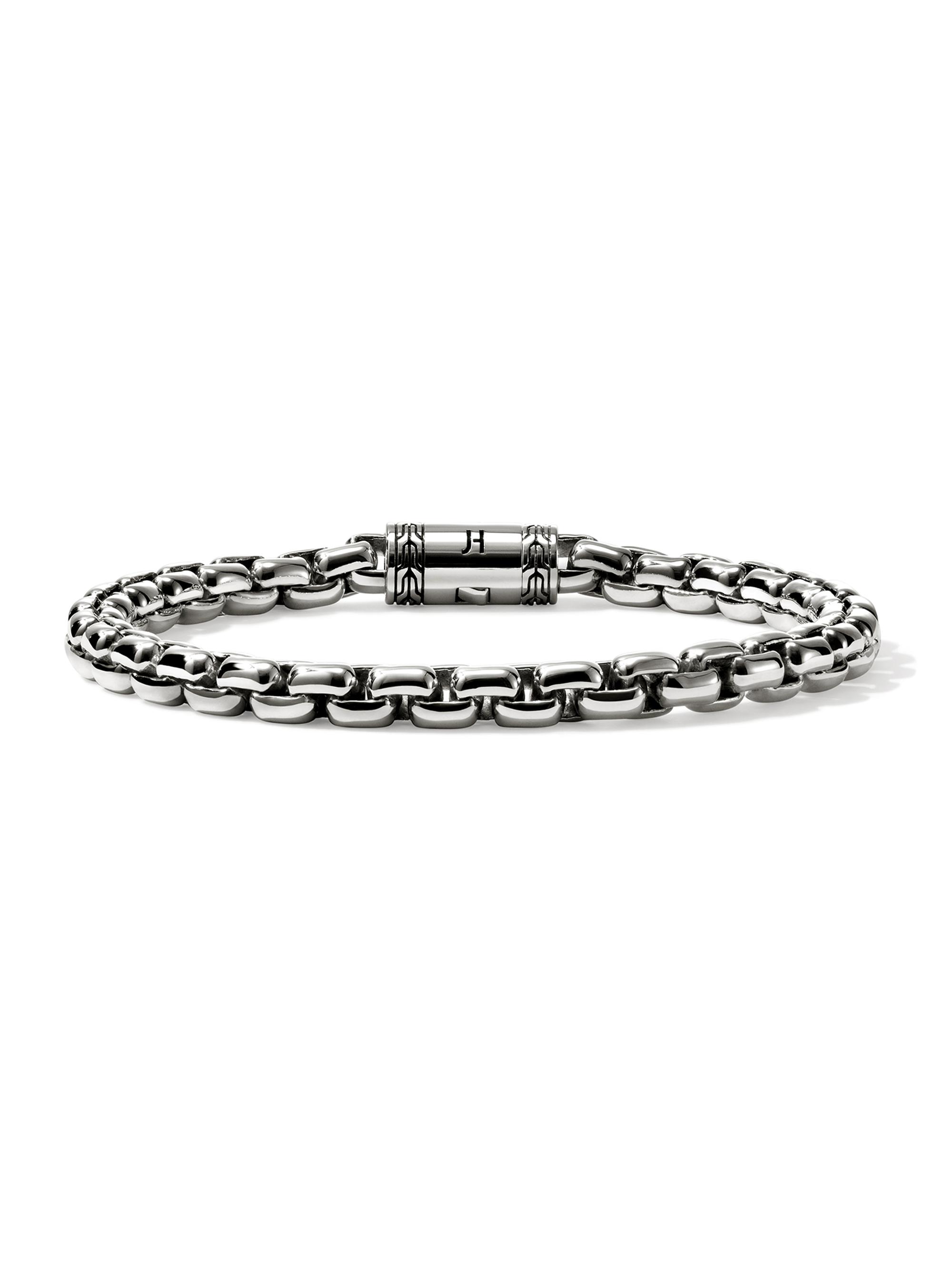 John Hardy Men's Blackened Sterling Silver Box Chain Bracelet/6MM - Silver