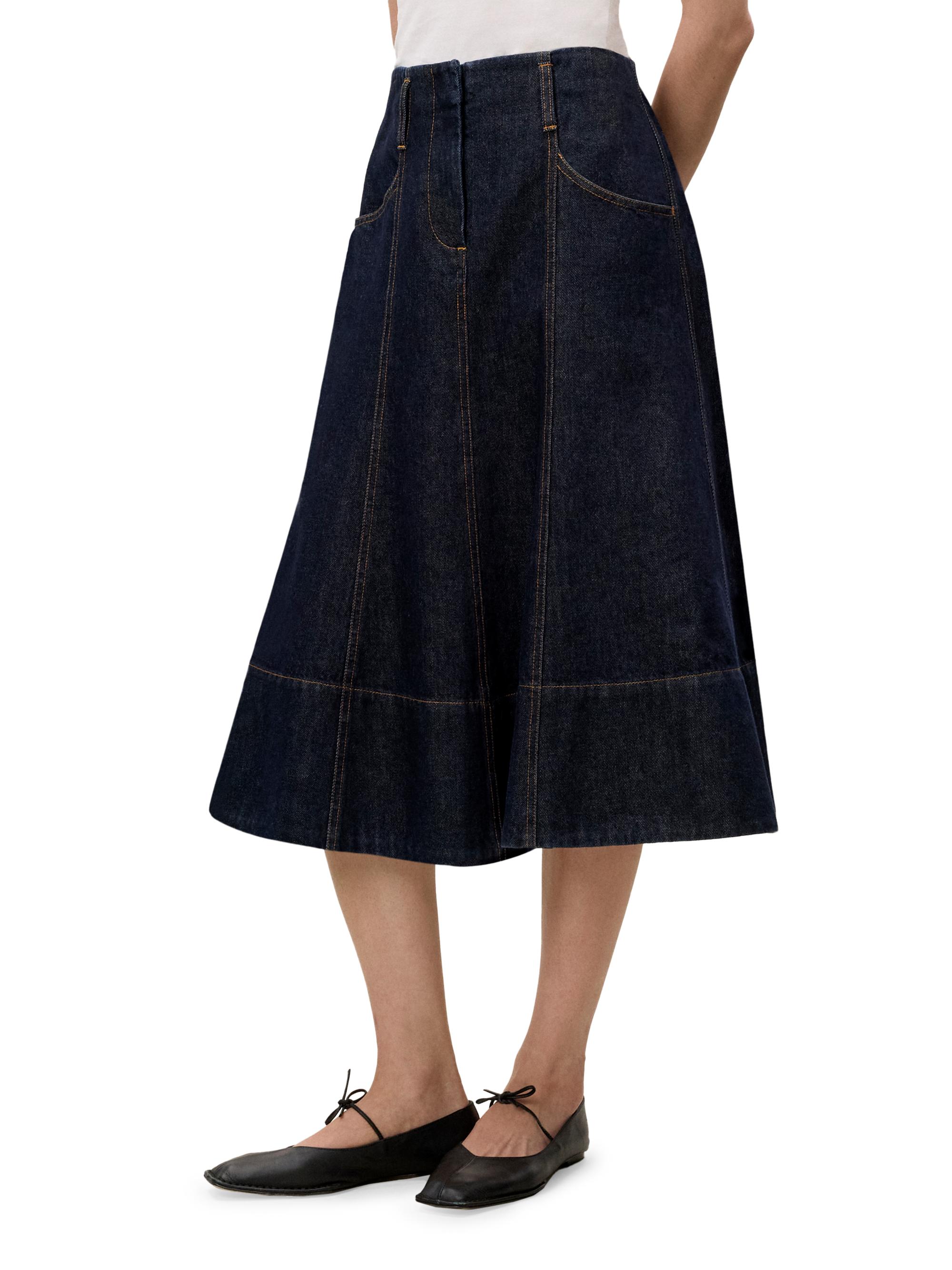 Rebecca Taylor Gabrielle Denim Midi-Skirt | Saks Fifth Avenue