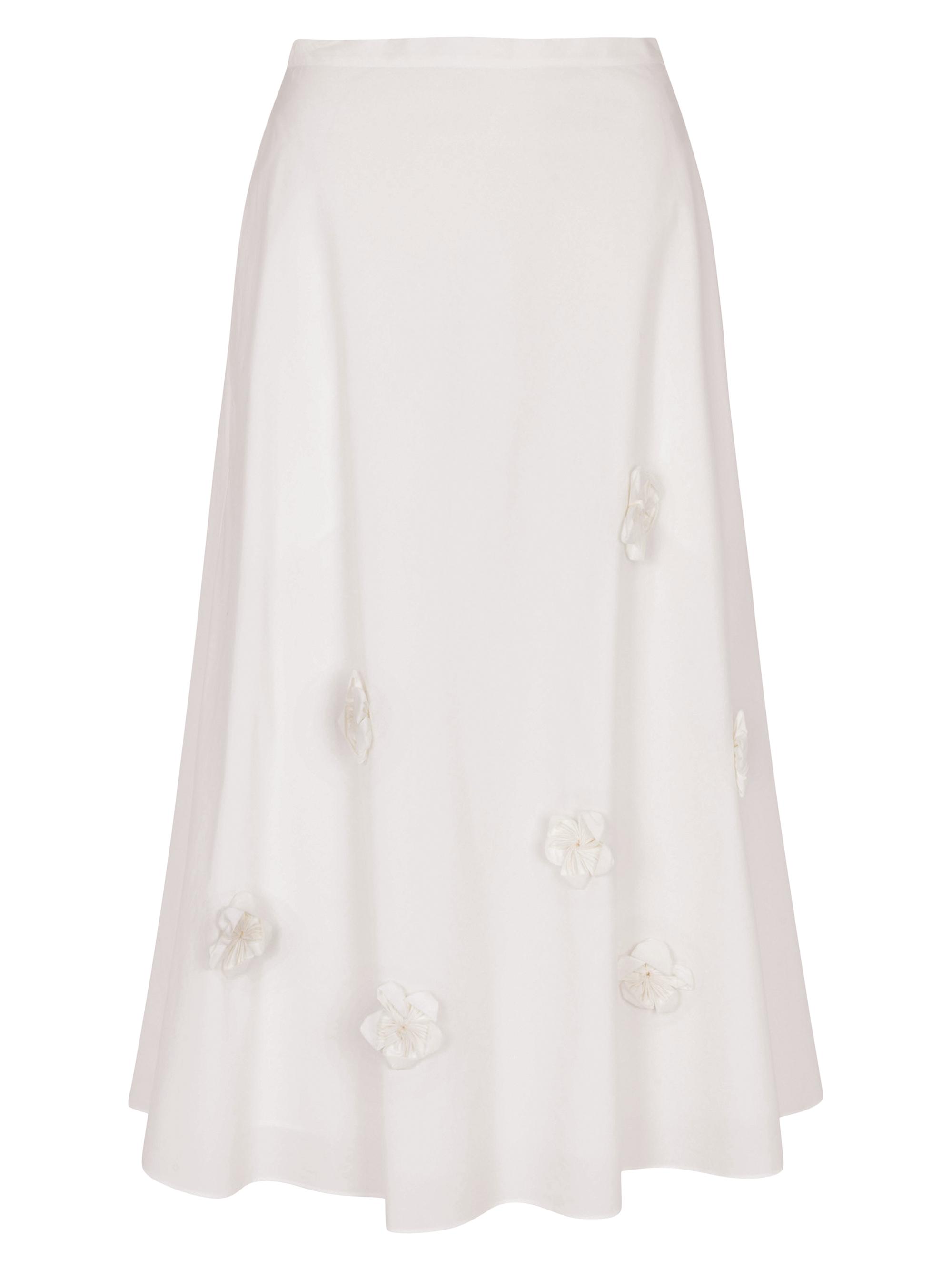 Rebecca Taylor Women's Priya Cotton Poplin Midi-Skirt - Milk