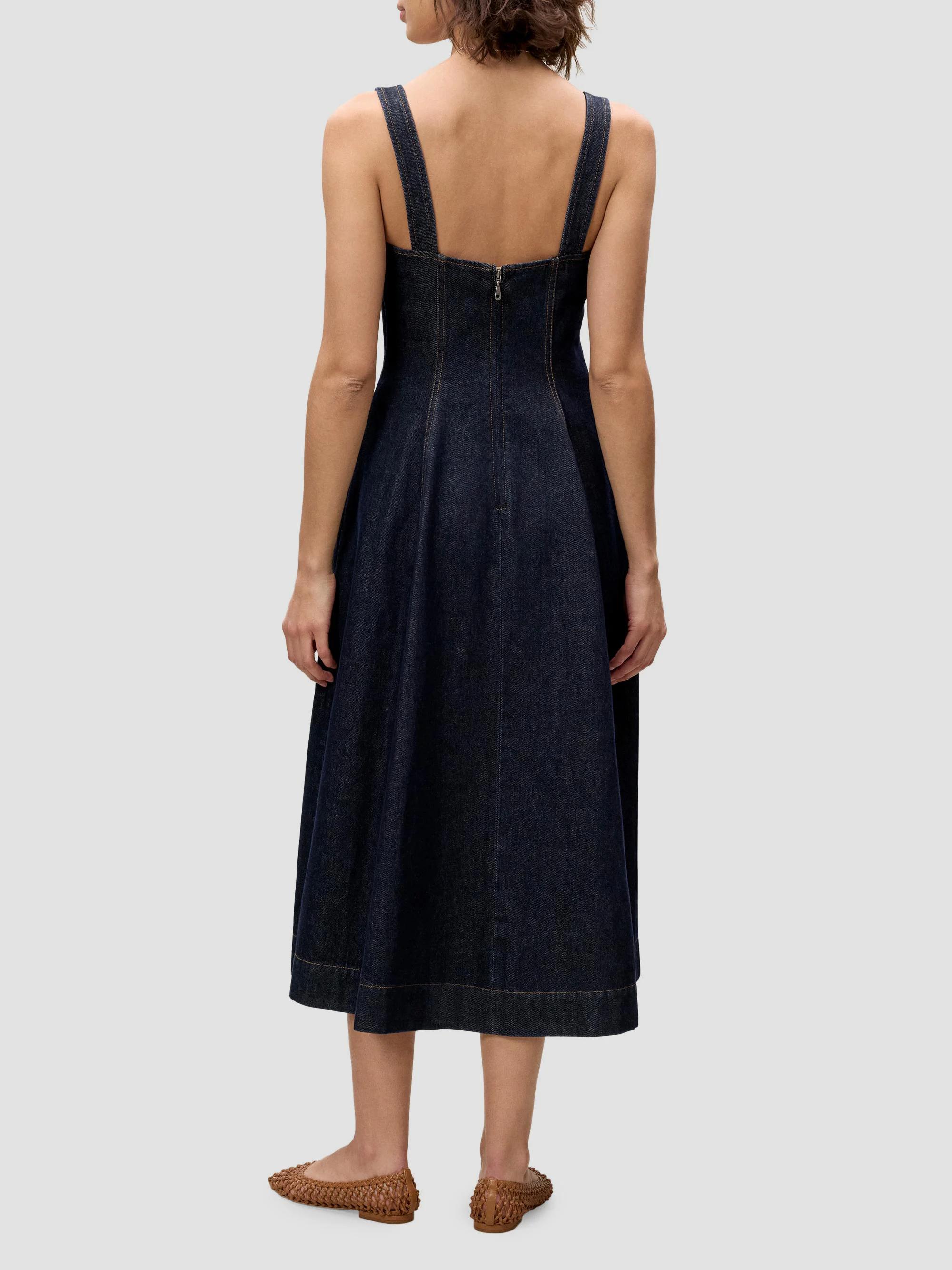 rebecca taylor denim dress Women's Gabrielle Midi-Dress - Deep Sea Wash Talla:L Girls Blue Dress with Mini Summer Dress Ebay fitting ruched silhouette is