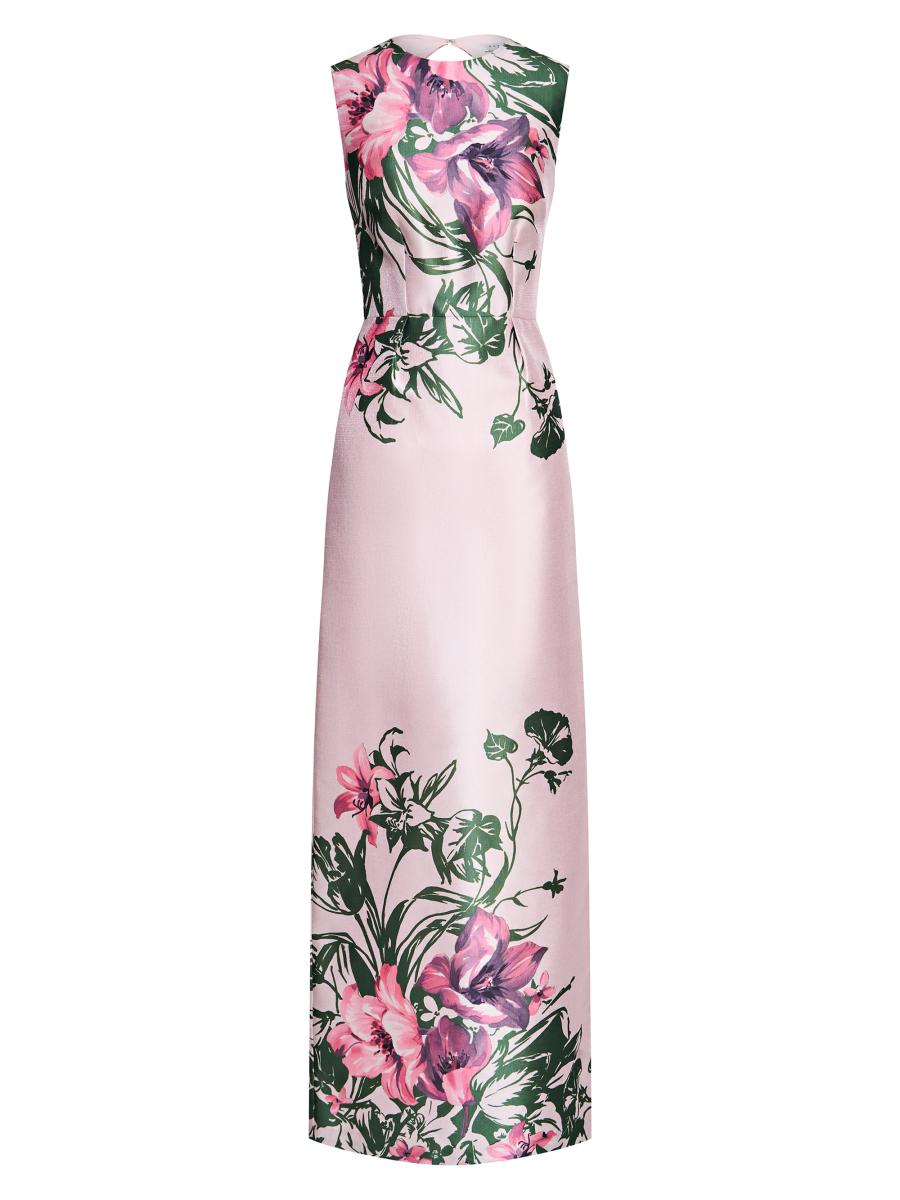 Kay Unger Women's Ayla Lily Satin Column Gown In Multi