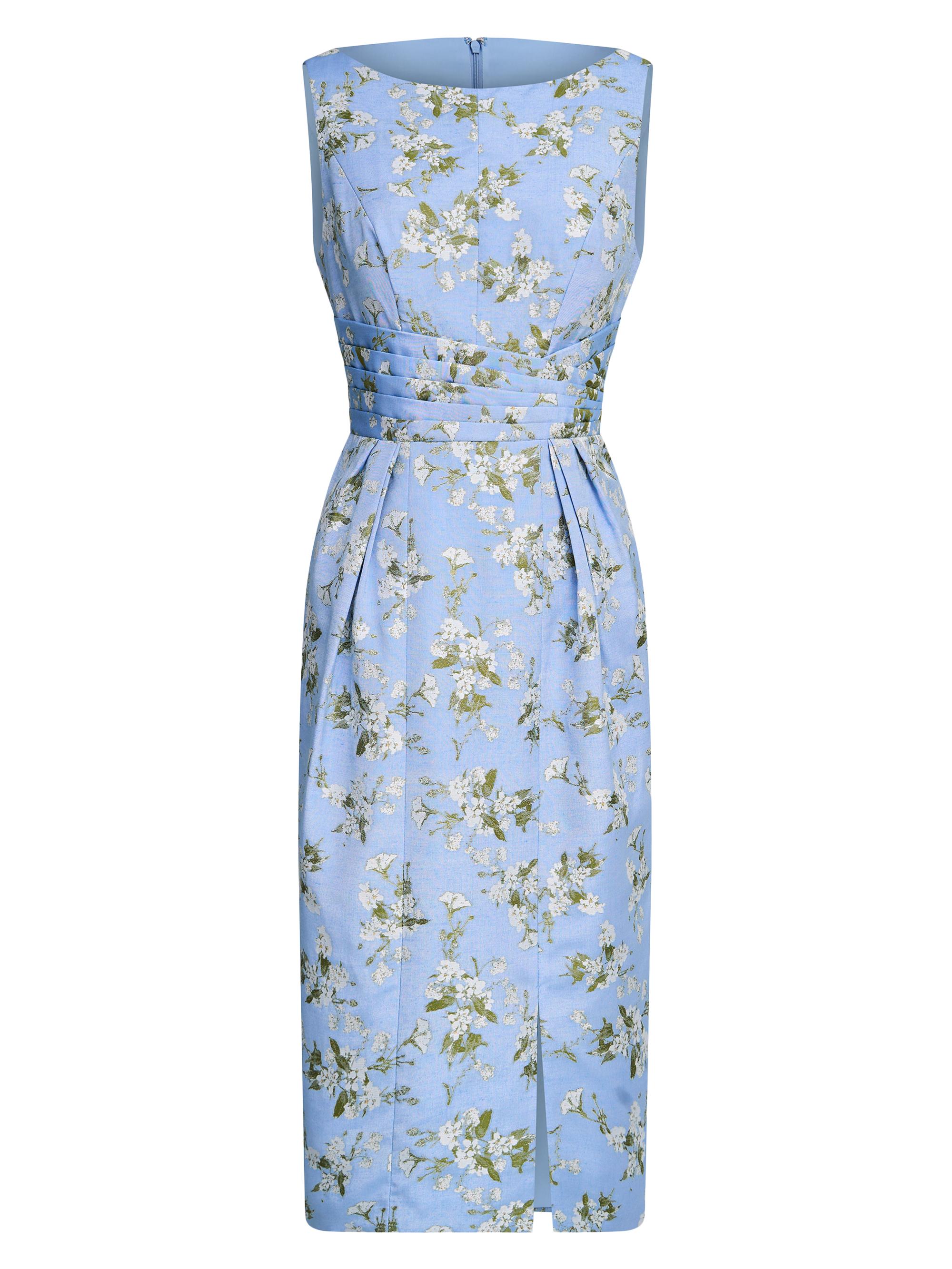 Kay Unger Women's Ginny Floral Pleated Cocktail Dress - Blue Bird