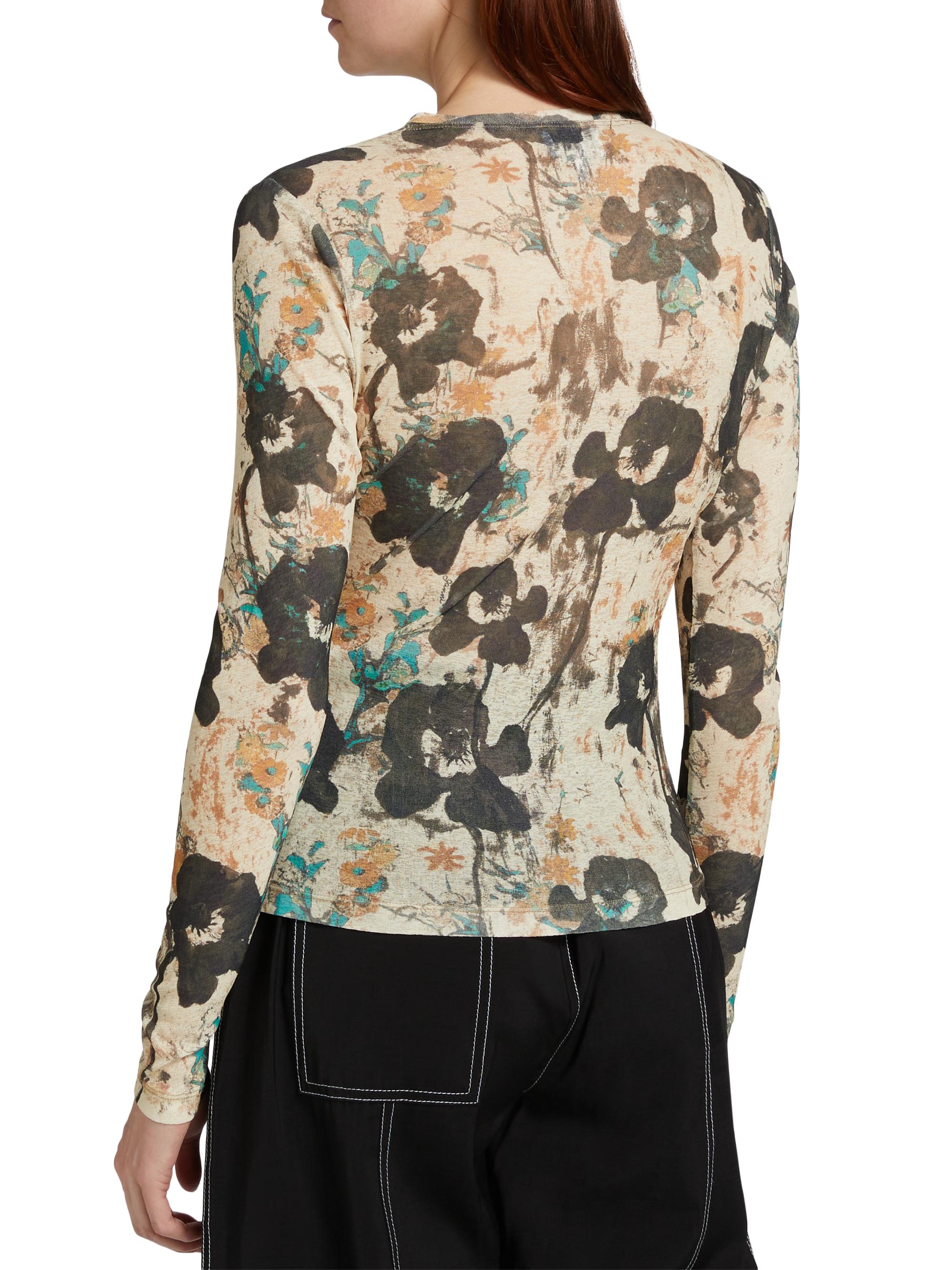 【美品】GANNI　ガニー　Printed Mesh Long Sleeve Leopard Leopard Printed Mesh Long Sleeve Blouse | GANNI US