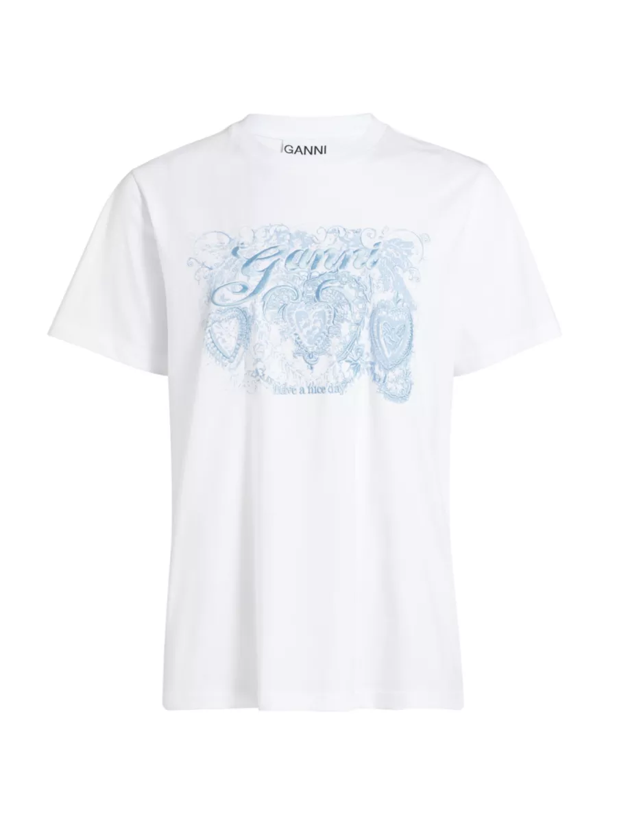 Shop Ganni Basic Jersey Tattoo Lace Relaxed T-Shirt | Saks