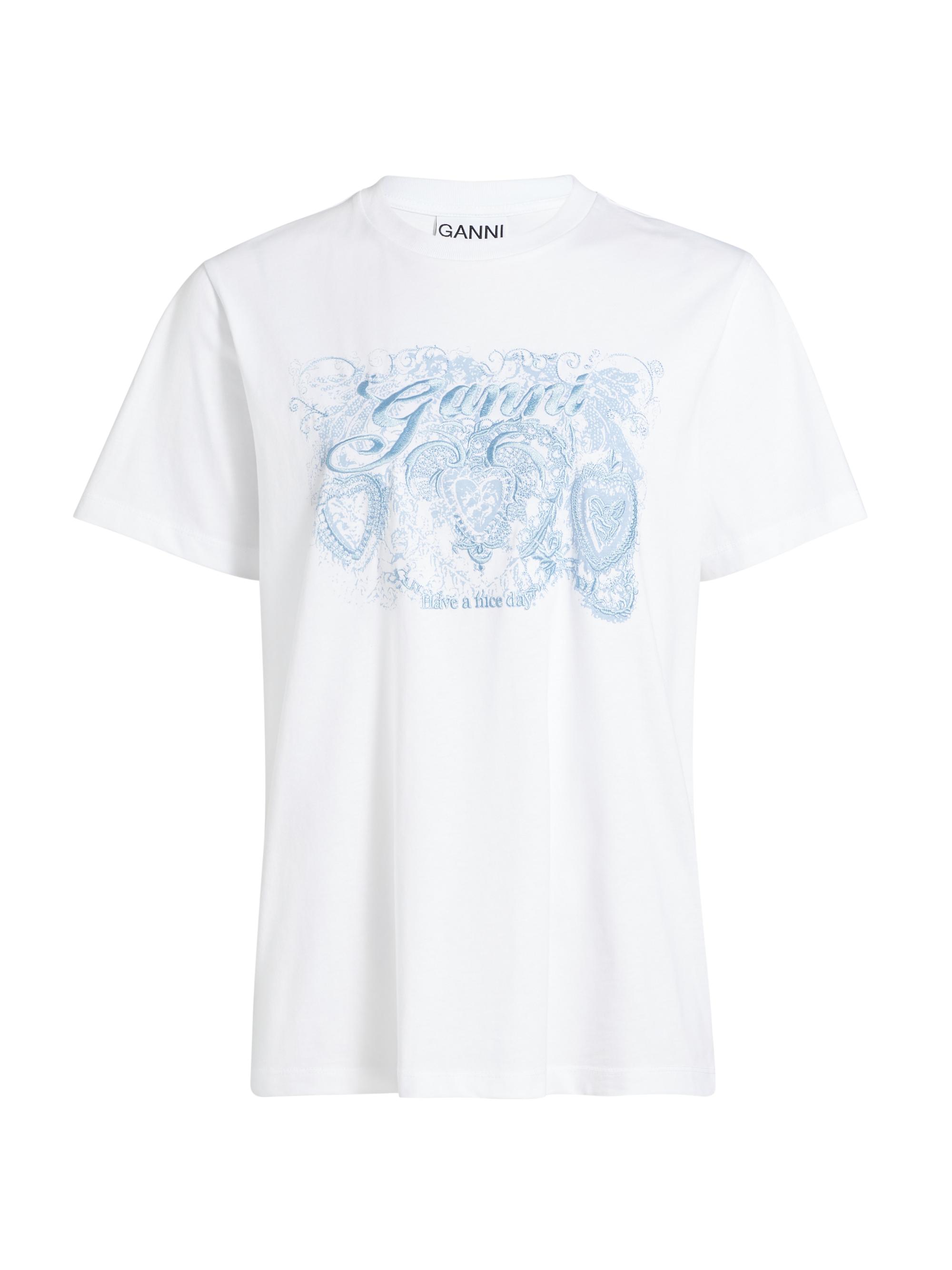 Ganni Women's Basic Jersey Tattoo Lace Relaxed T-Shirt - Bright White