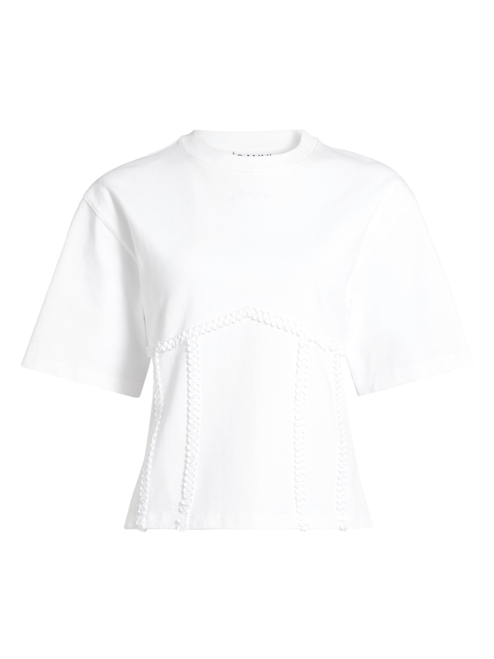 Ganni Women's Waisted Cotton T-Shirt - Bright White