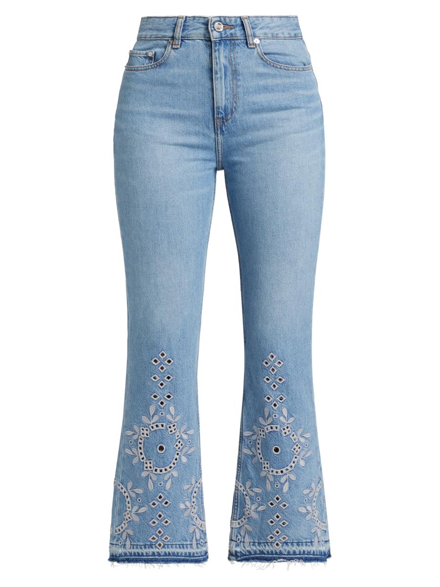 【GANNI】Broderie Anglaise Betzy Jeans デニム Ganni Betzy Broderie Anglaise Crop Jeans | Saks Fifth Avenue
