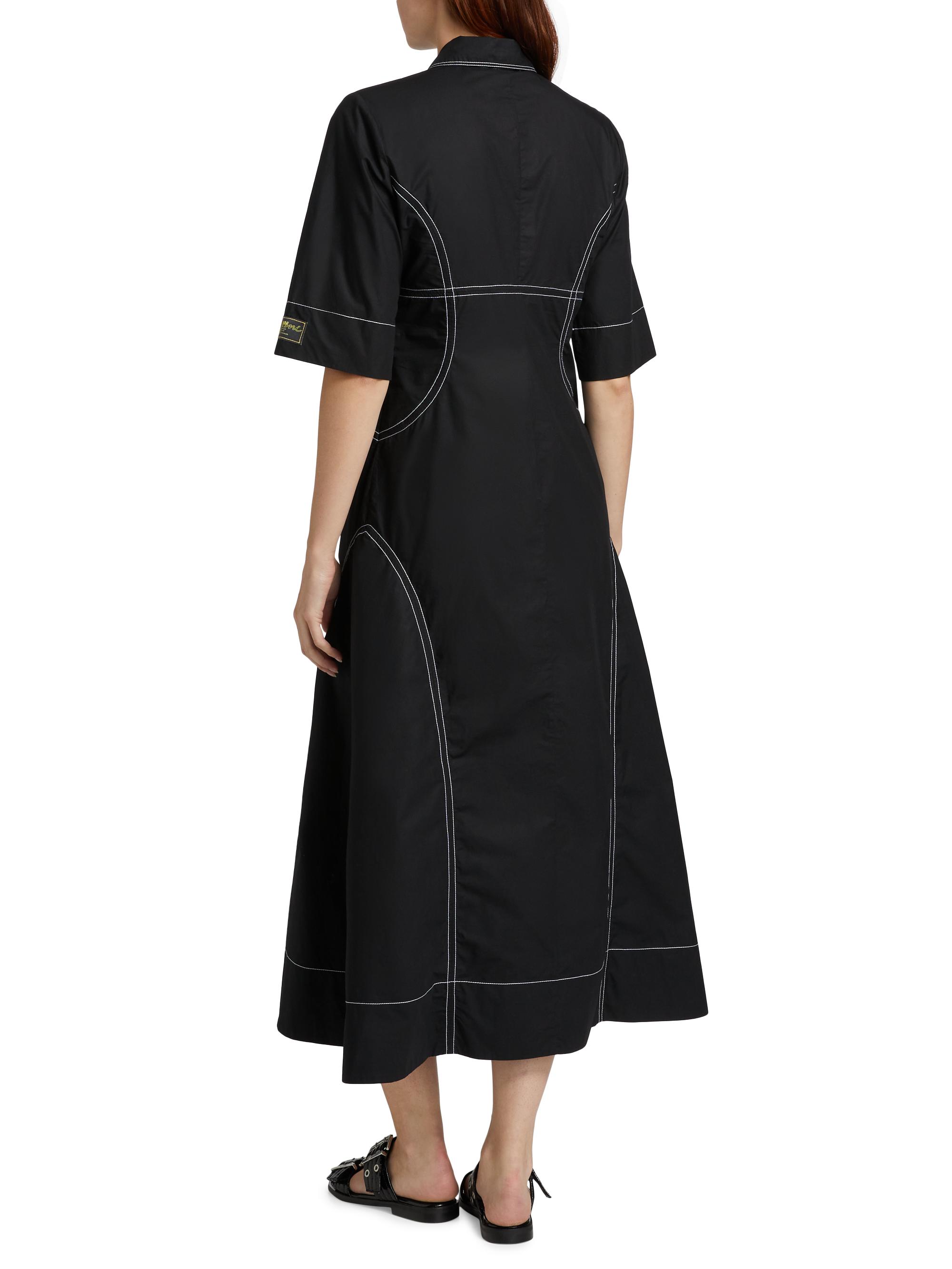 Ganni Poplin Cotton Stitched Shirtdress | Saks Fifth Avenue