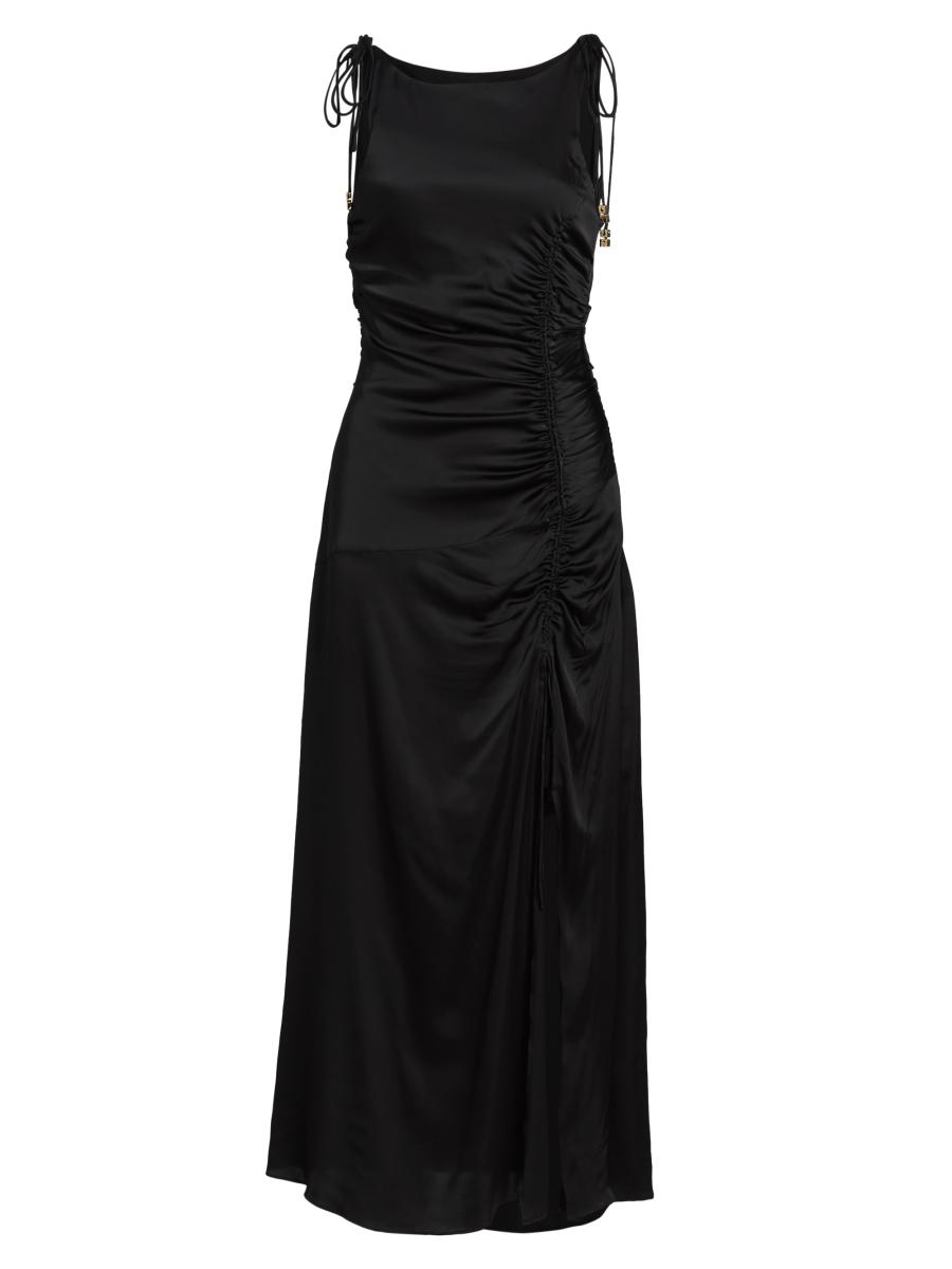 【関税＆送料込み】Ganni Draped Satin Dress Ganni Satin Gathered Maxi Dress | Saks Fifth Avenue
