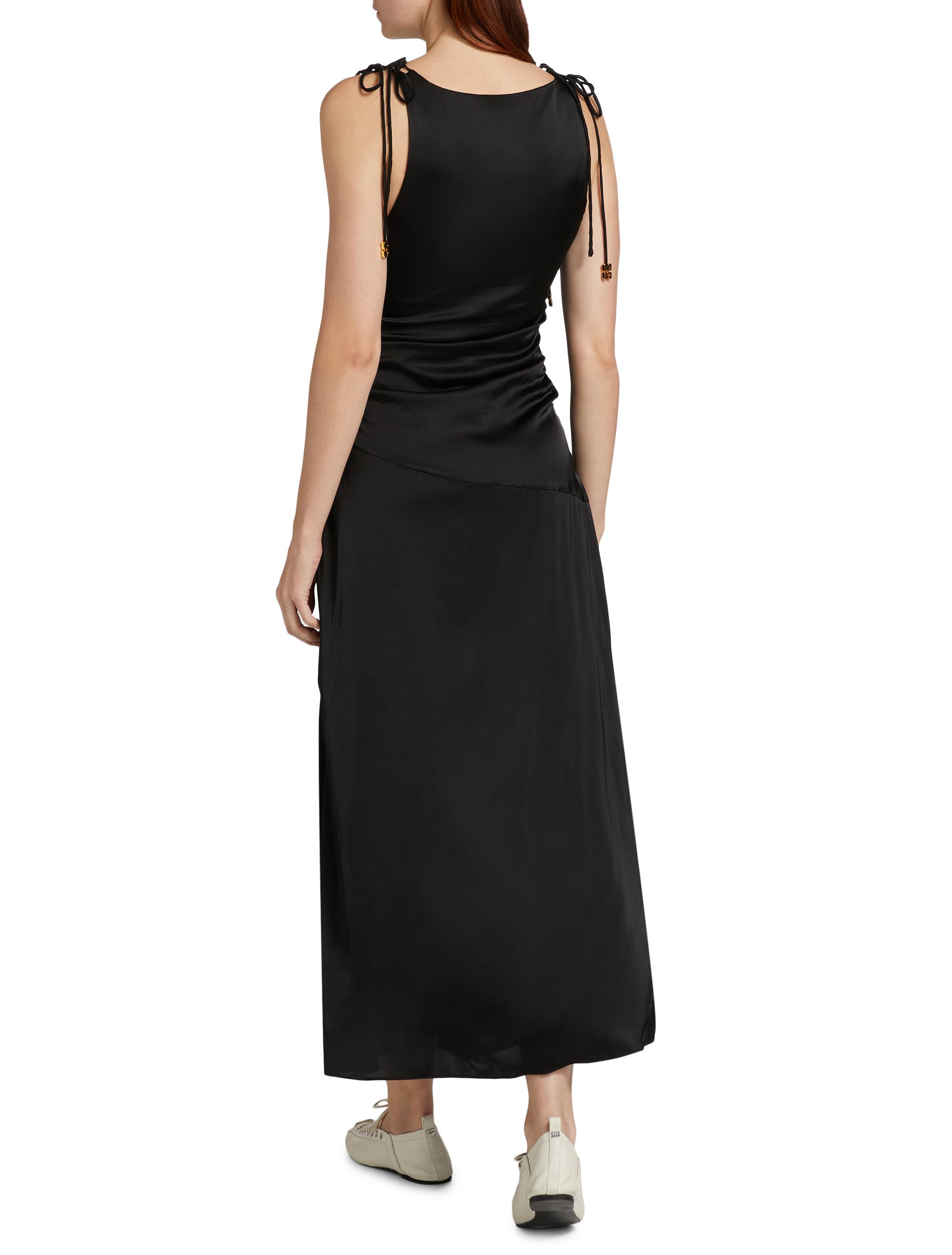 ganni pleated satin wide dress Ganni Pleated Satin Dress In Black
