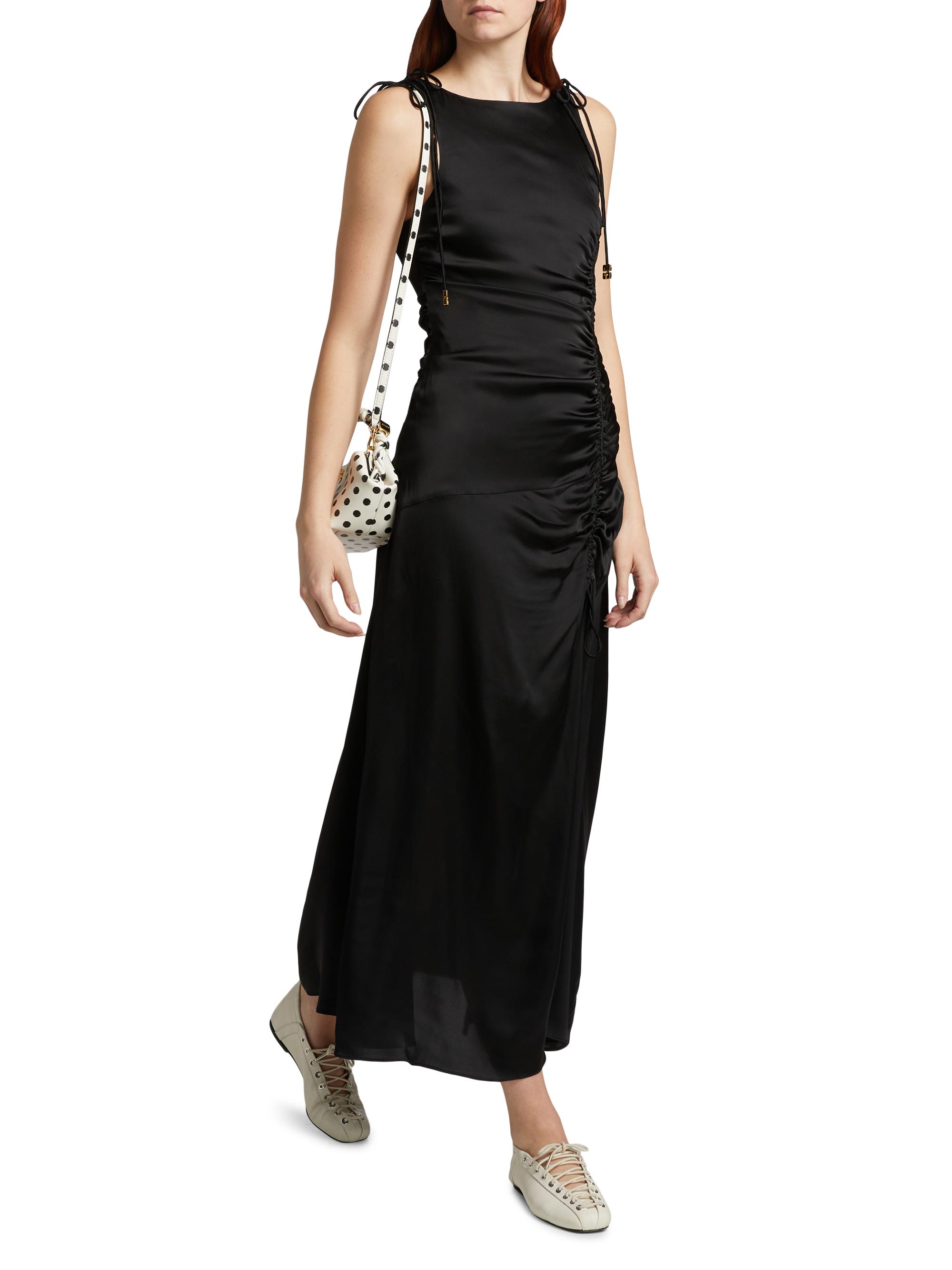 Ganni Satin Gathered Maxi Dress | Saks Fifth Avenue