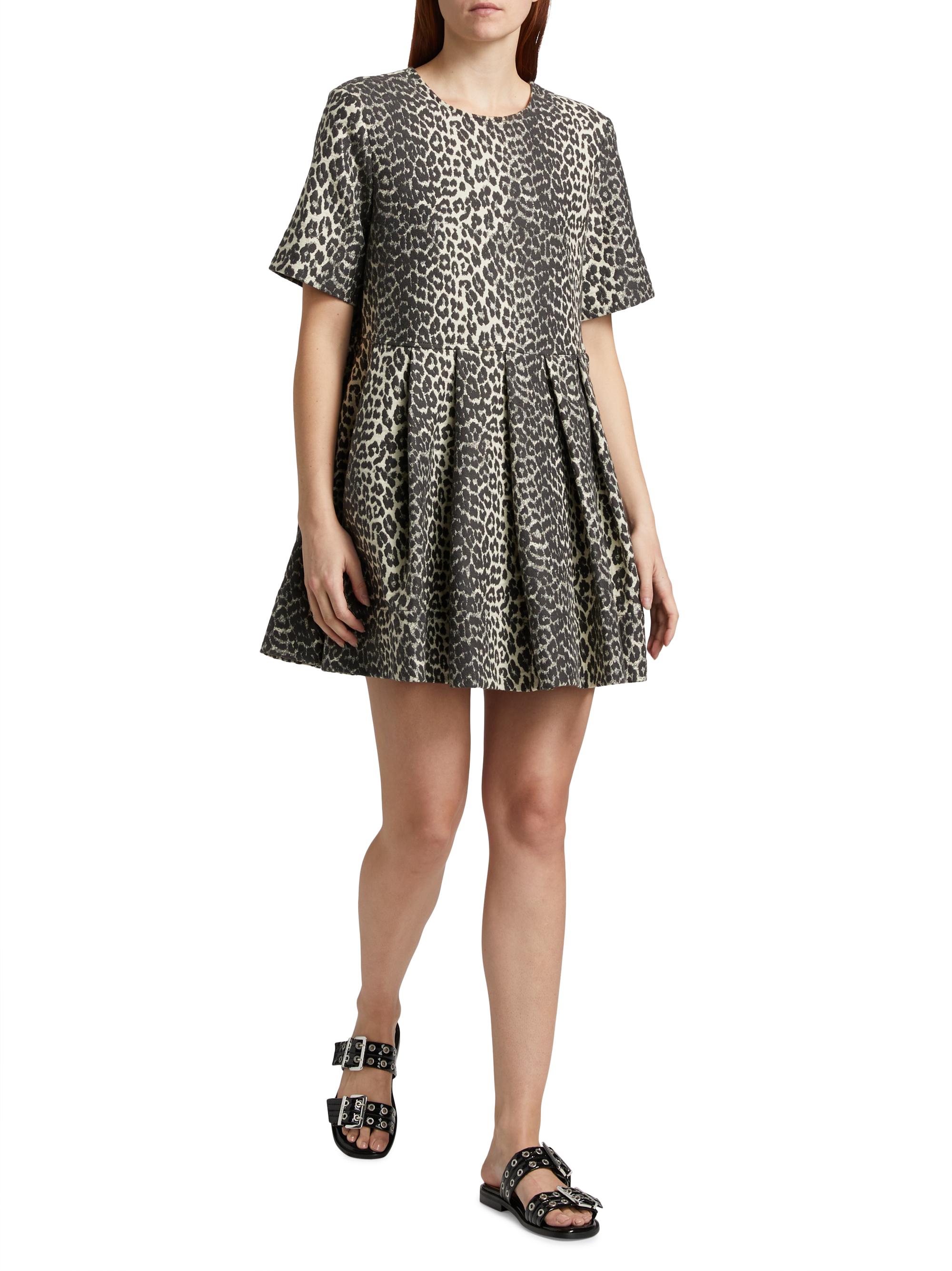 GANNI / ガニーCotton Tweed Mini Dress Ganni Leopard Cotton Tweed Minidress | Saks Fifth Avenue