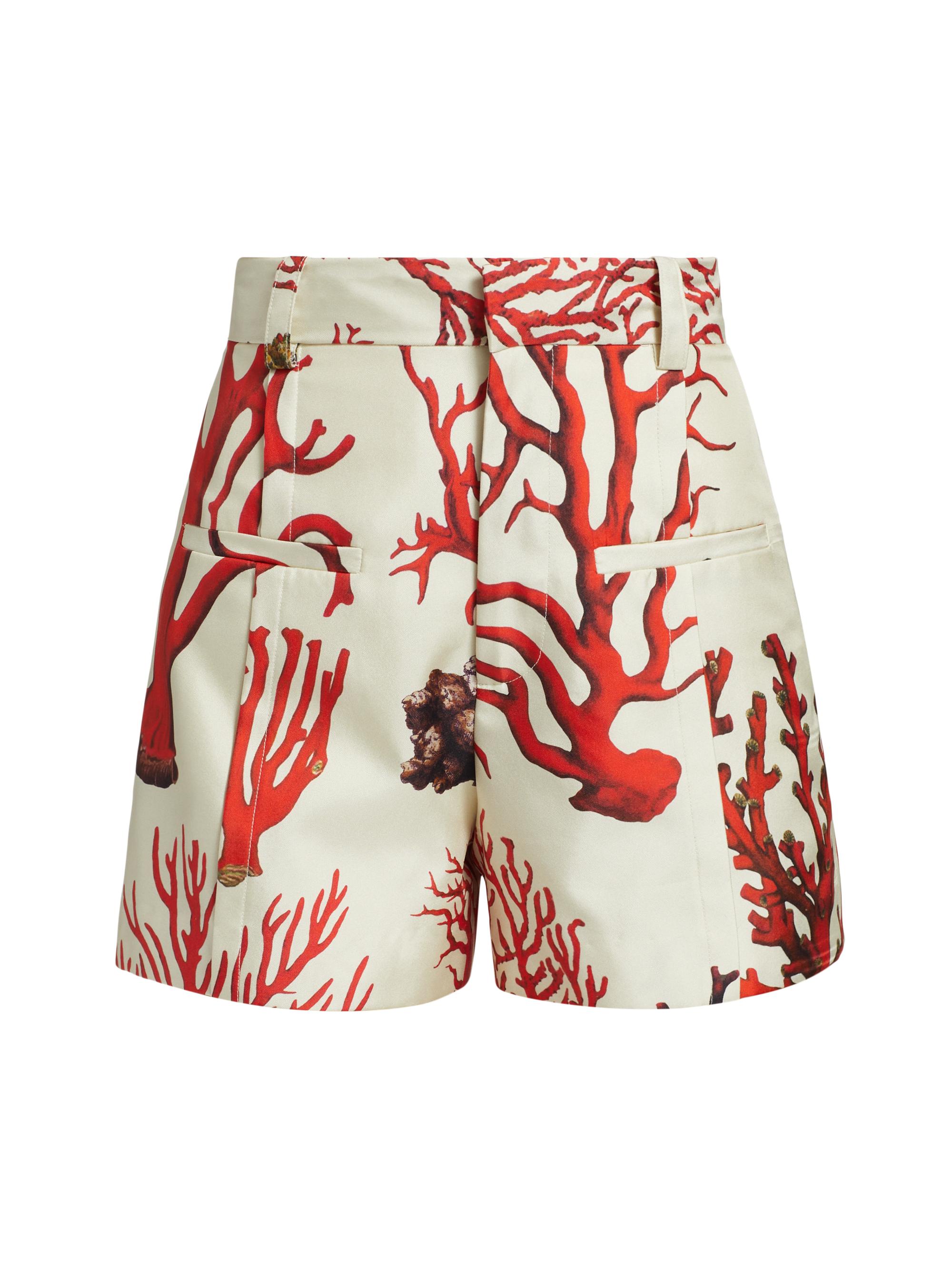 Libertine Women's Venetian Coral High-Waisted Shorts - Cream Multi