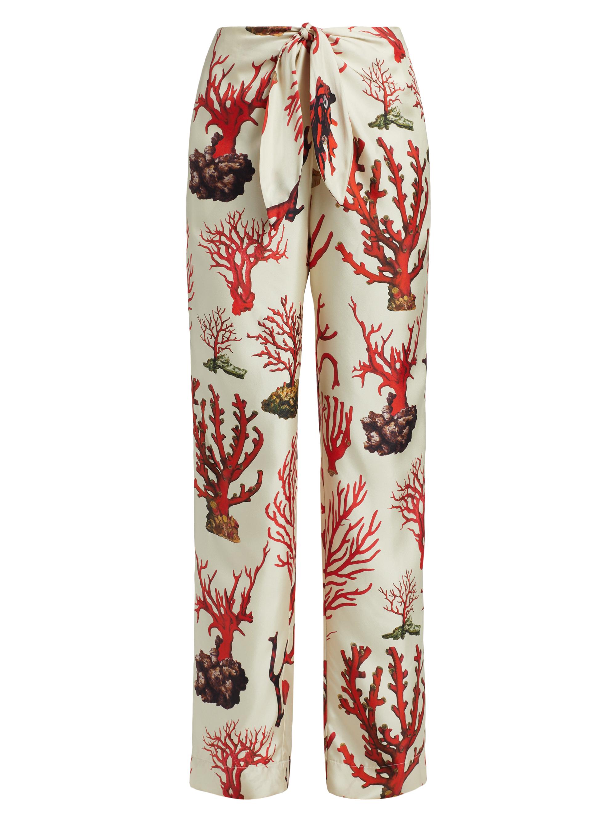 Libertine Women's Venetian Coral Tie-Waist Pants - Cream Multi