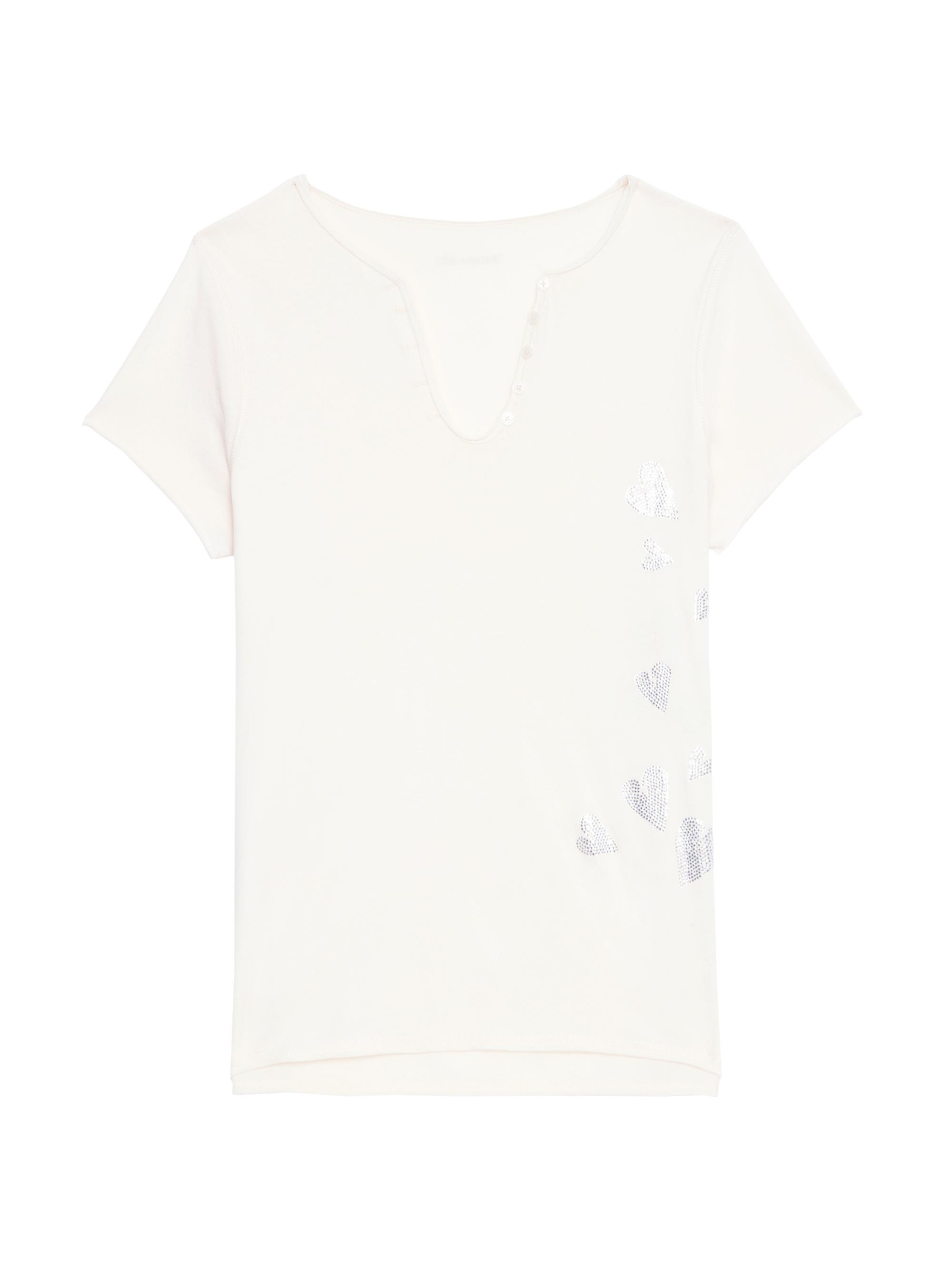 Zadig & Voltaire Women's Tunisien Rain Rhinestone Hearts T-Shirt - Ecru