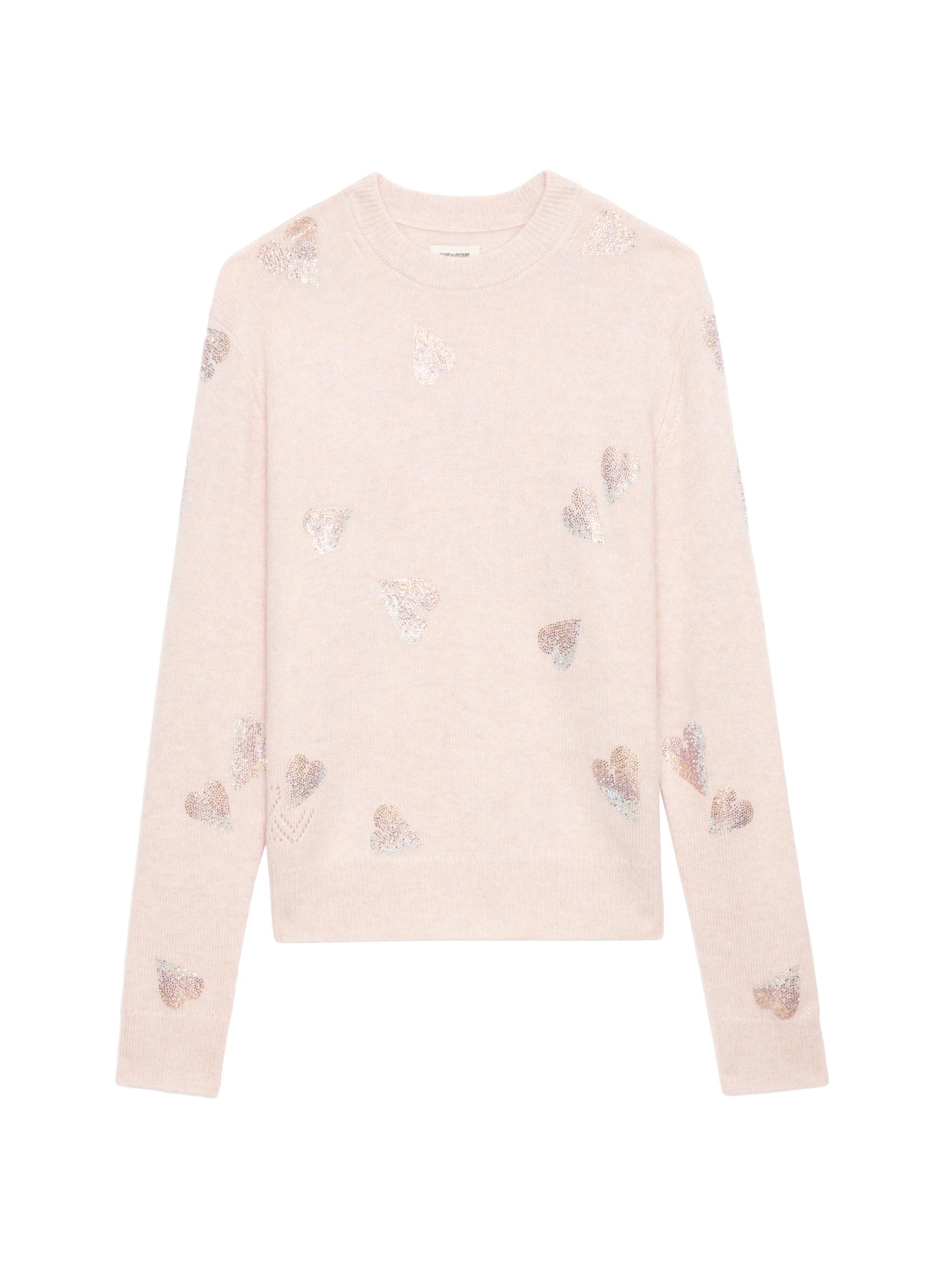 Zadig & Voltaire Women's Pravis Rain Hearts Cashmere Sweater - Pearly