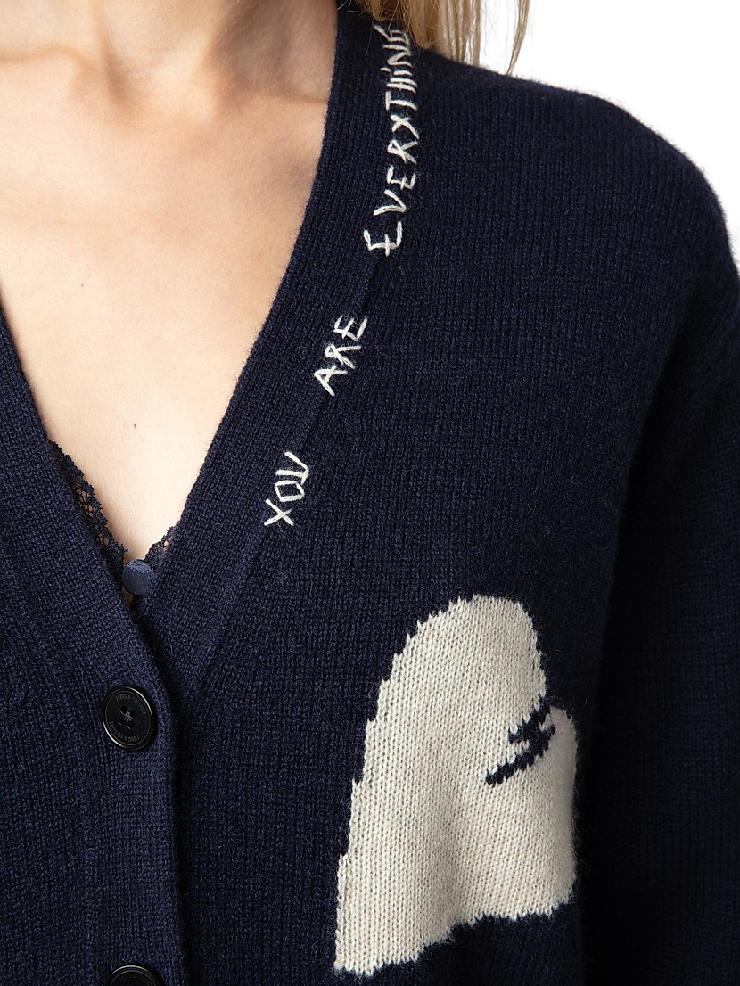 Shop Zadig & Voltaire Travia Embroidered Heart Cardigan Shop Zadig & Voltaire Travia Embroidered Heart Cardigan