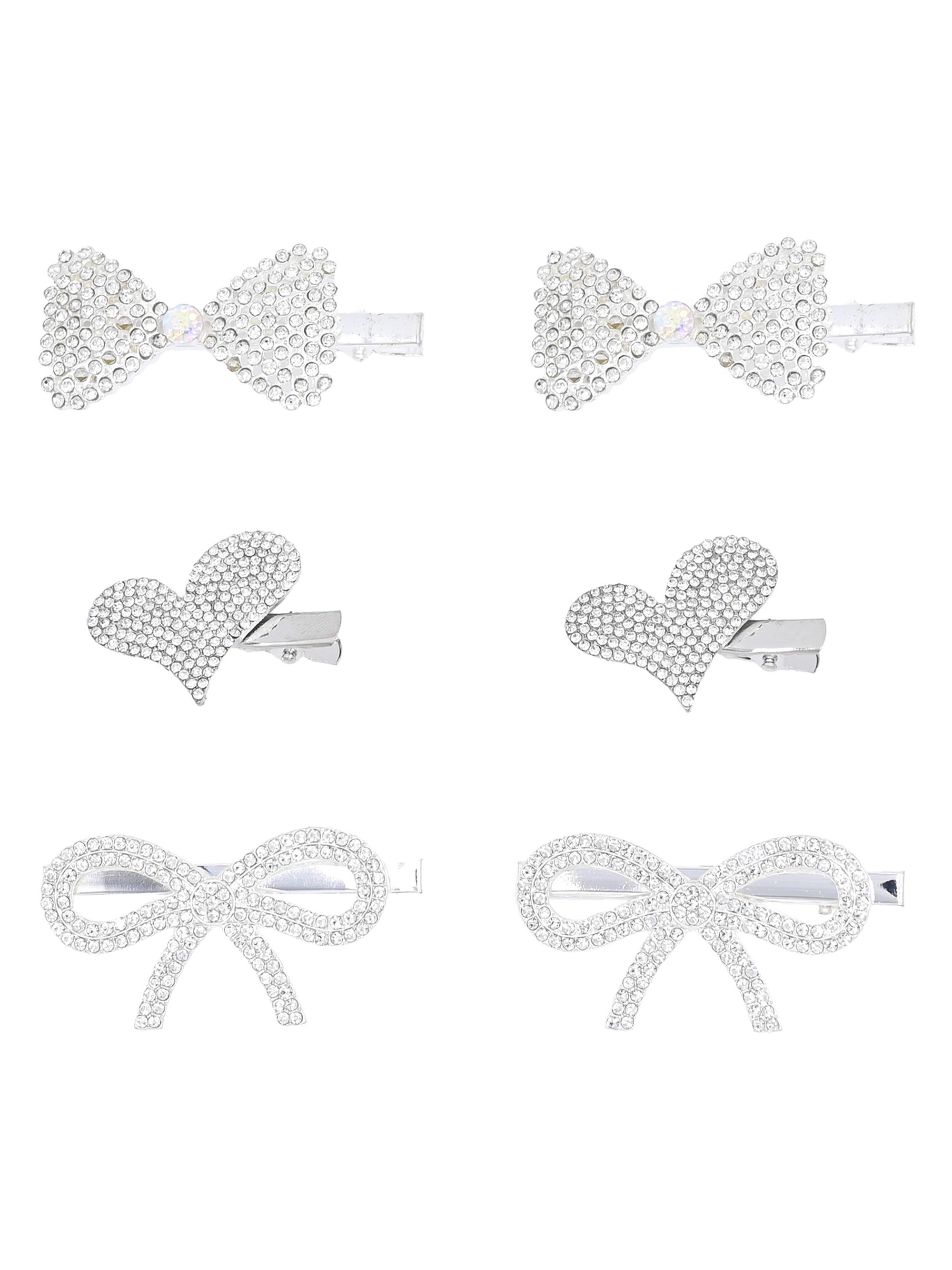 Mimi Tutu 6-Piece Crystal Hair Clip Set - Silver