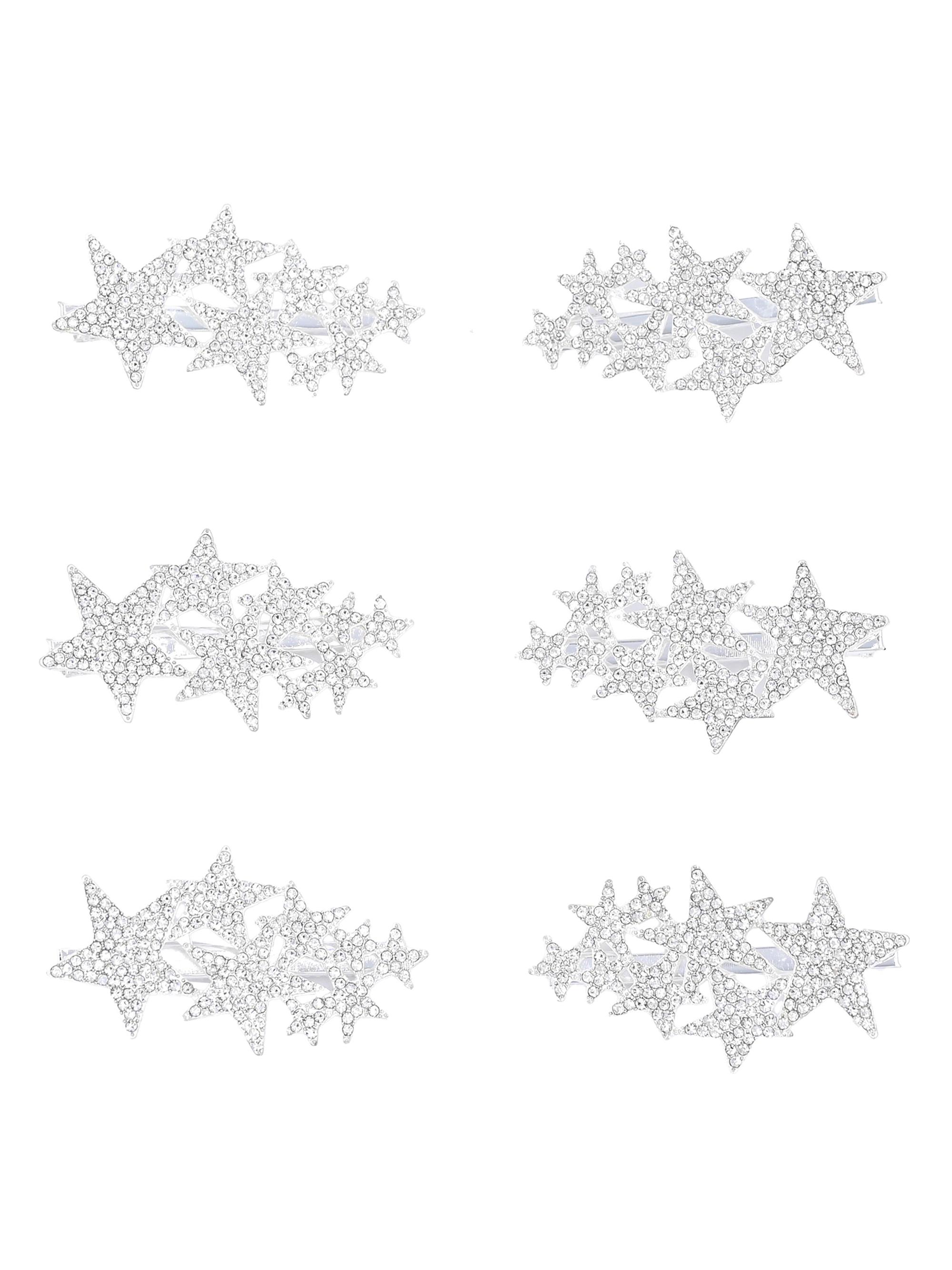 Mimi Tutu 6-Piece Crystal Hair Clip Set - Silver