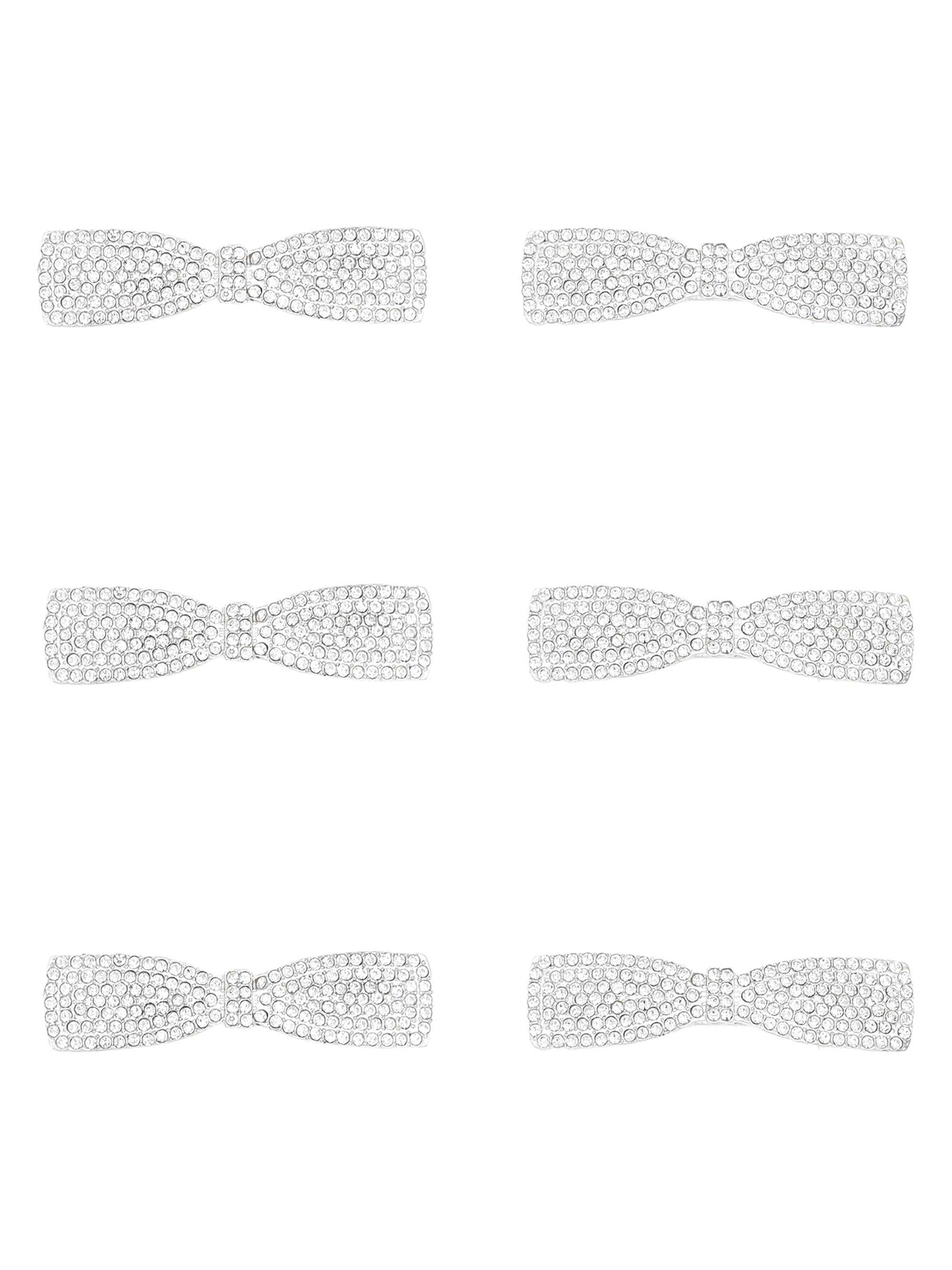 Mimi Tutu 6-Piece Crystal Hair Clip Set - Silver