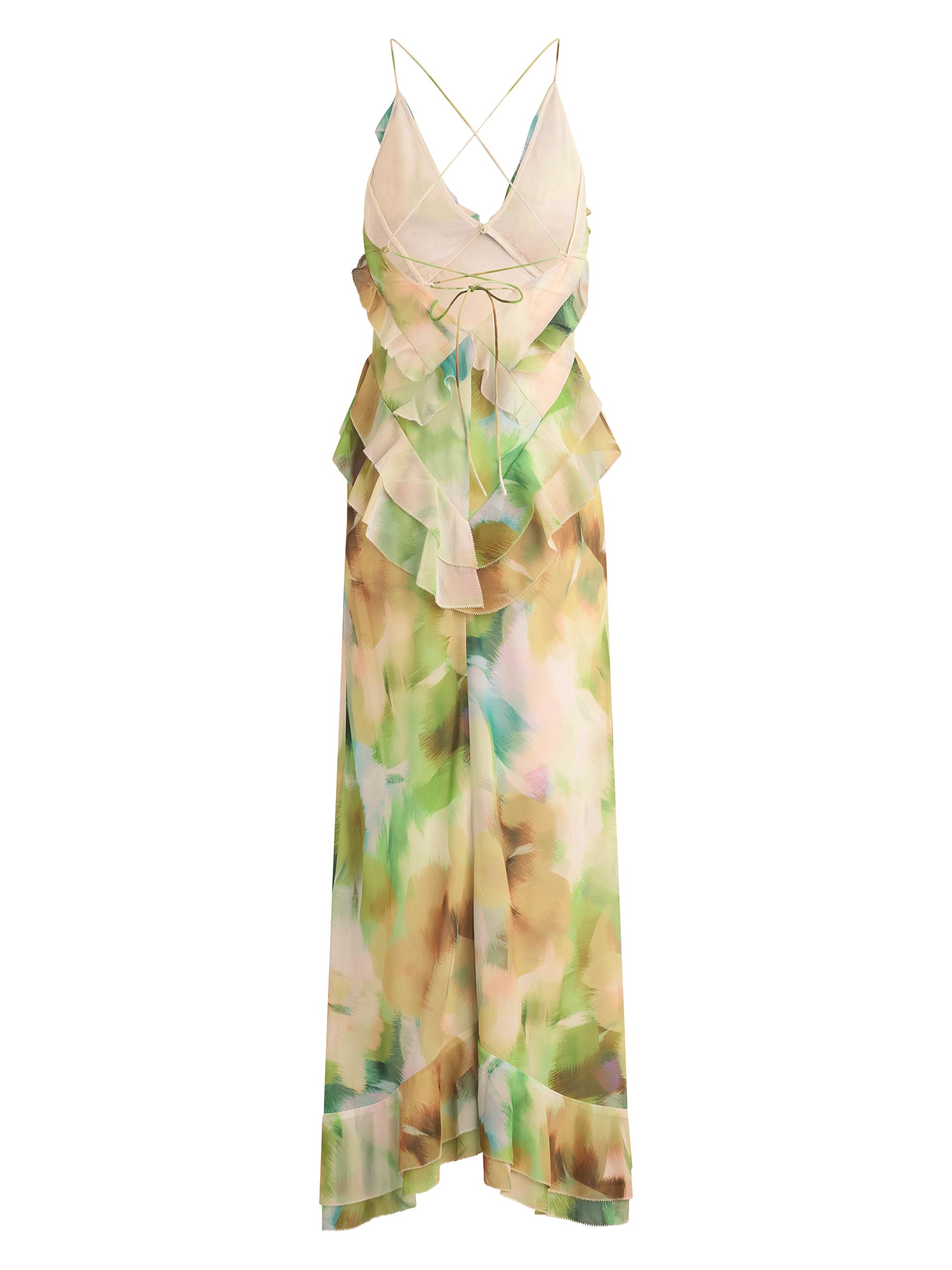 cotton a line maxi dress 100% Cotton A-Line Women Maxi Dress With Two Tie Belts, Cream / M