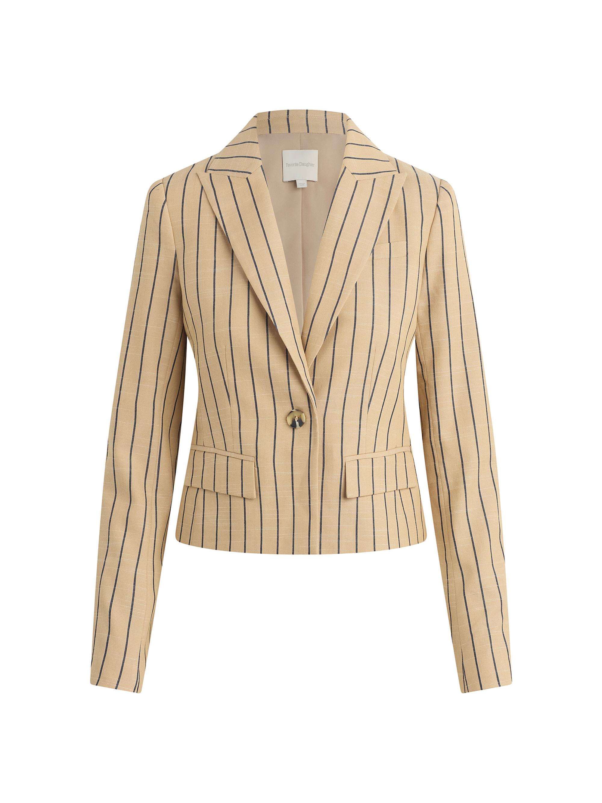 Favorite Daughter Women's The Miranda Blazer - Beige Navy Stripe