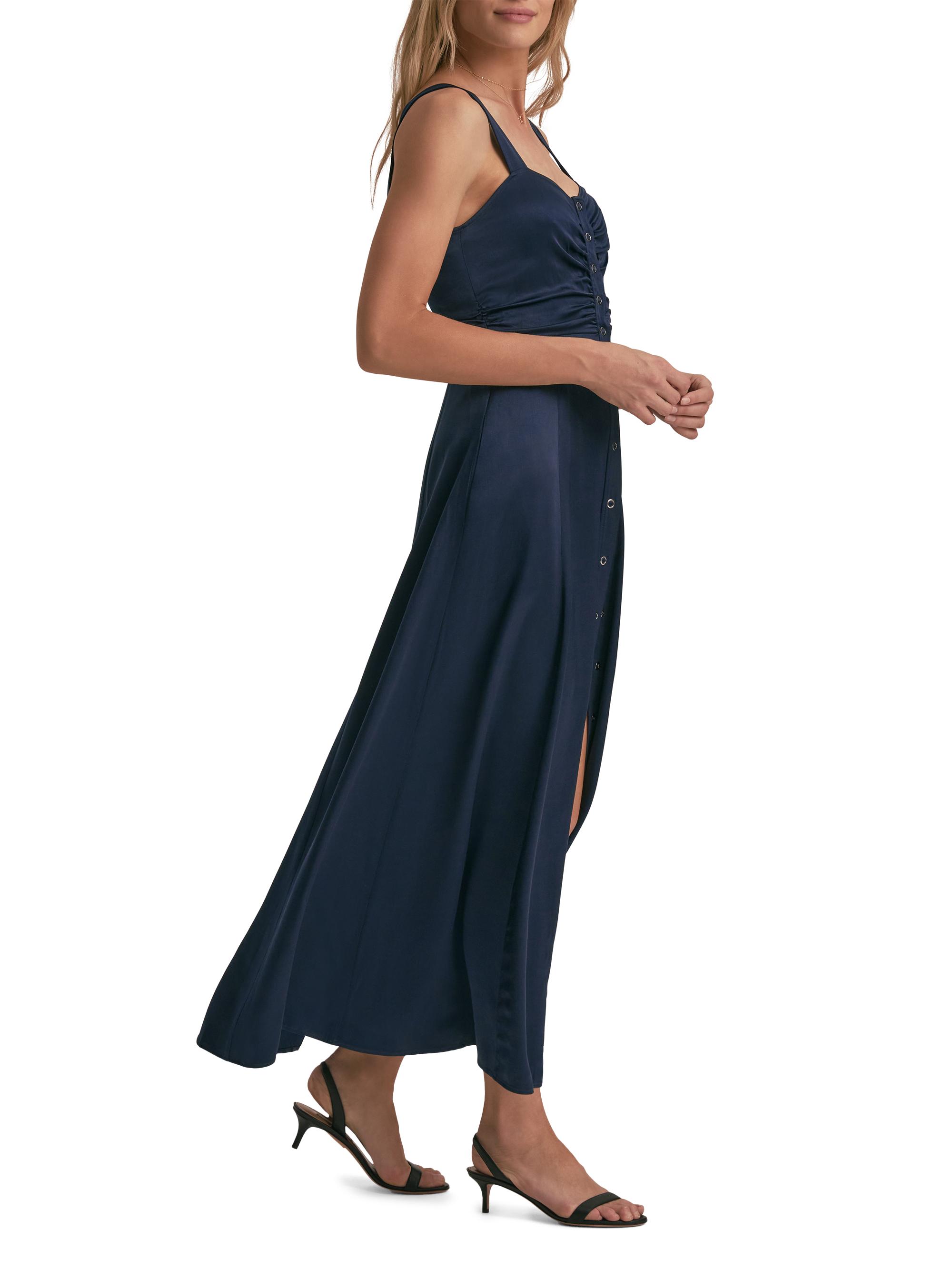 knee length dresses for ladies Paloma Midnight Satin Midi Dress by House of CB- RENTAL – The Fitzroy main image 0