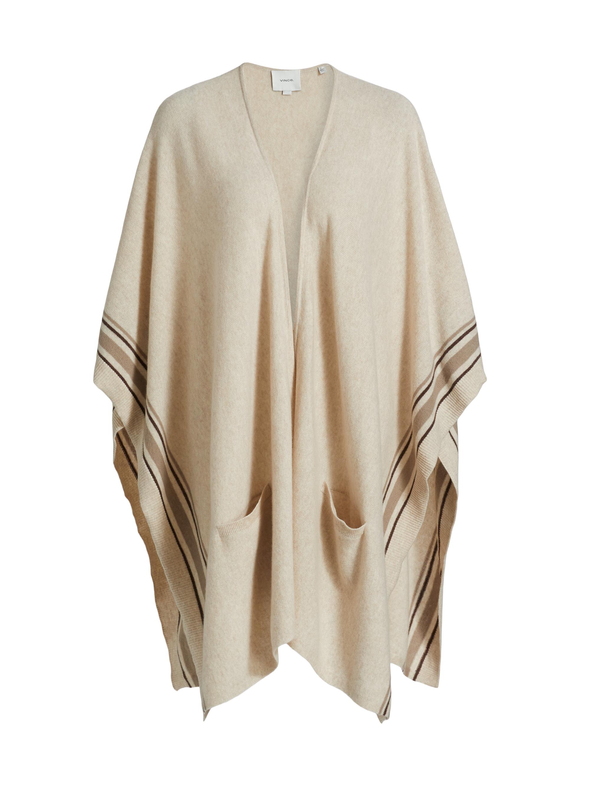 Vince Women's Striped Cashmere Knit Cape - Oat