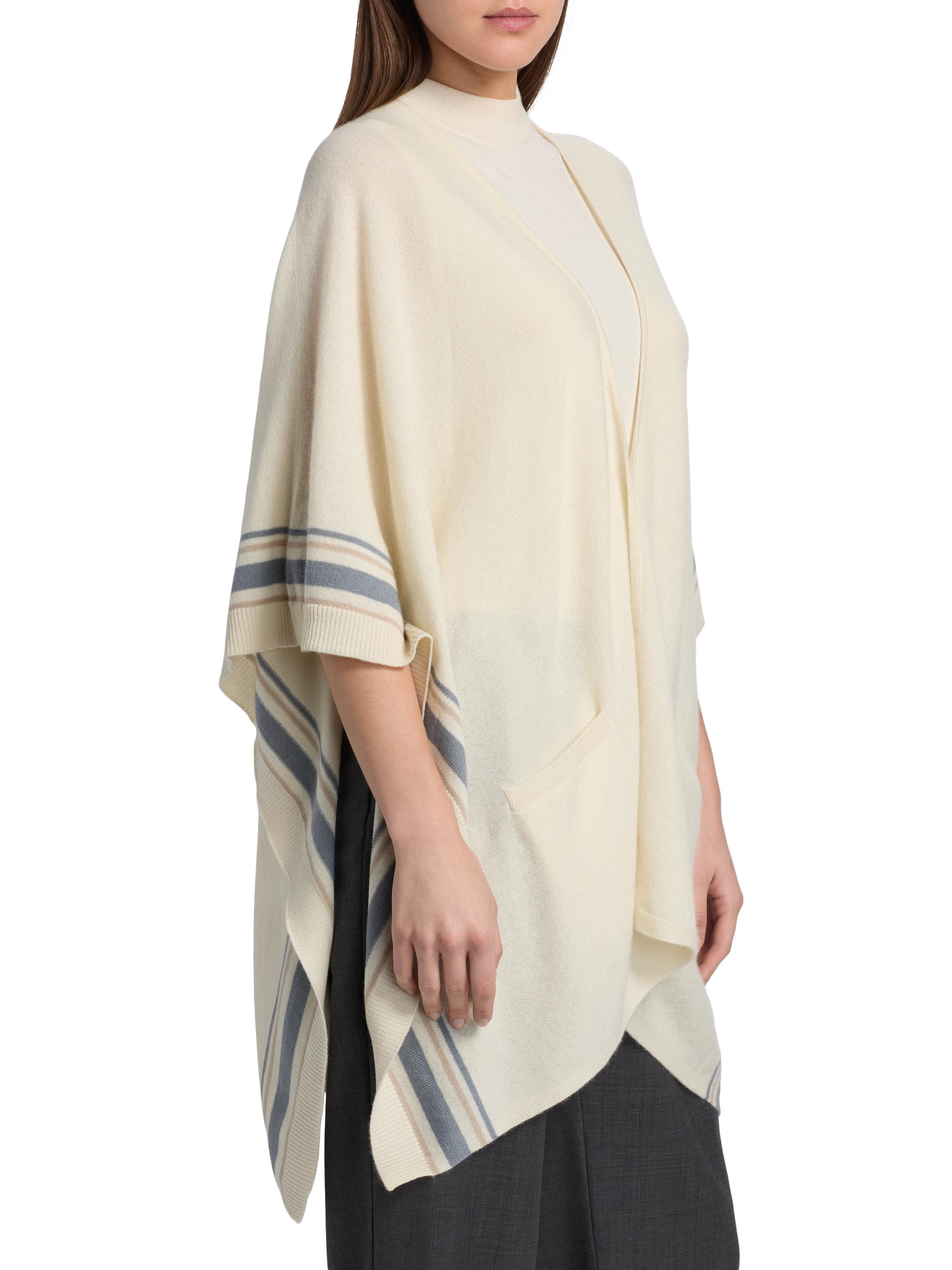 Vince Women's Striped Cashmere Knit Cape - Rice | Thumbnail 4
