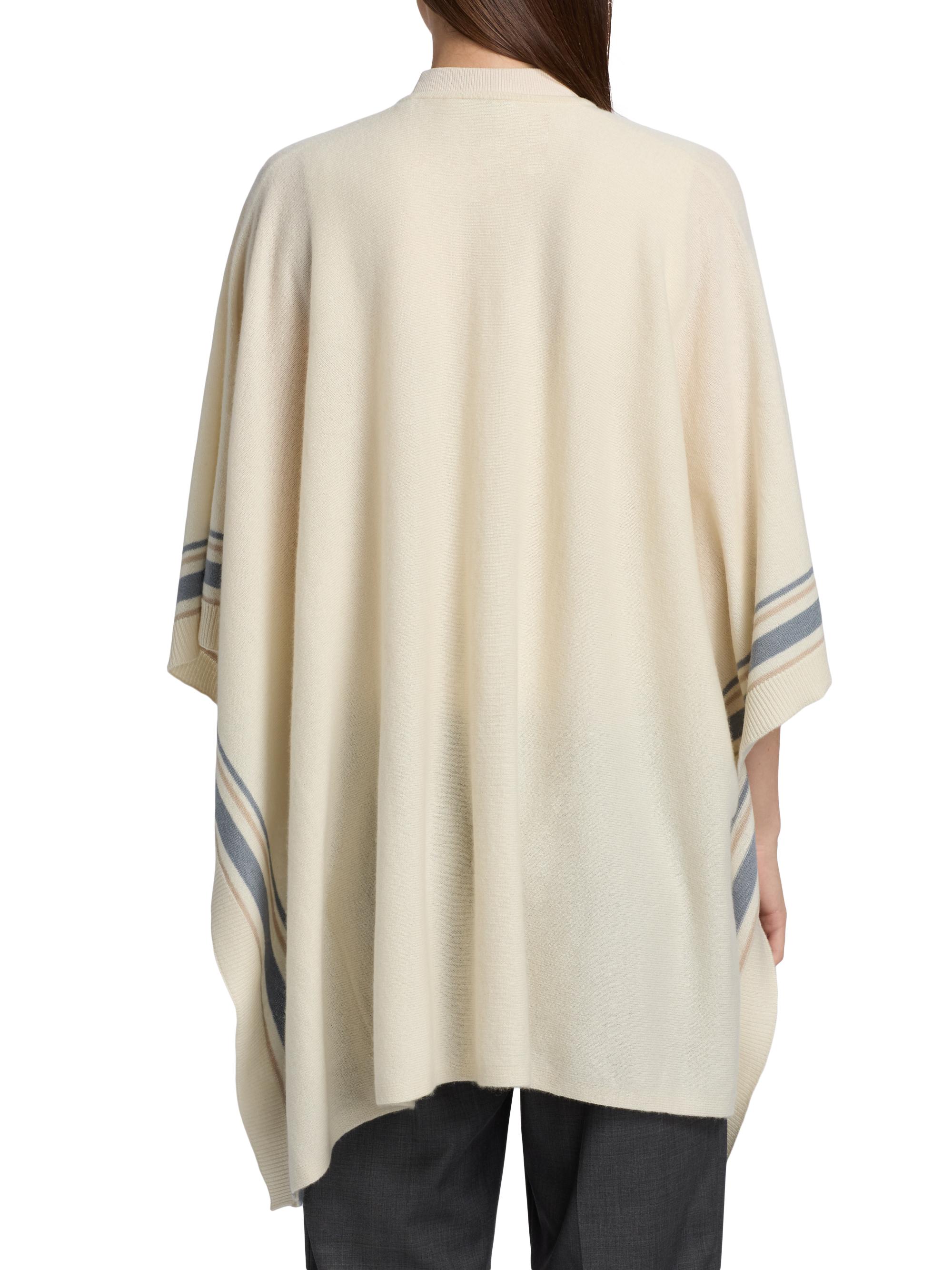 Vince Women's Striped Cashmere Knit Cape - Rice | Thumbnail 5