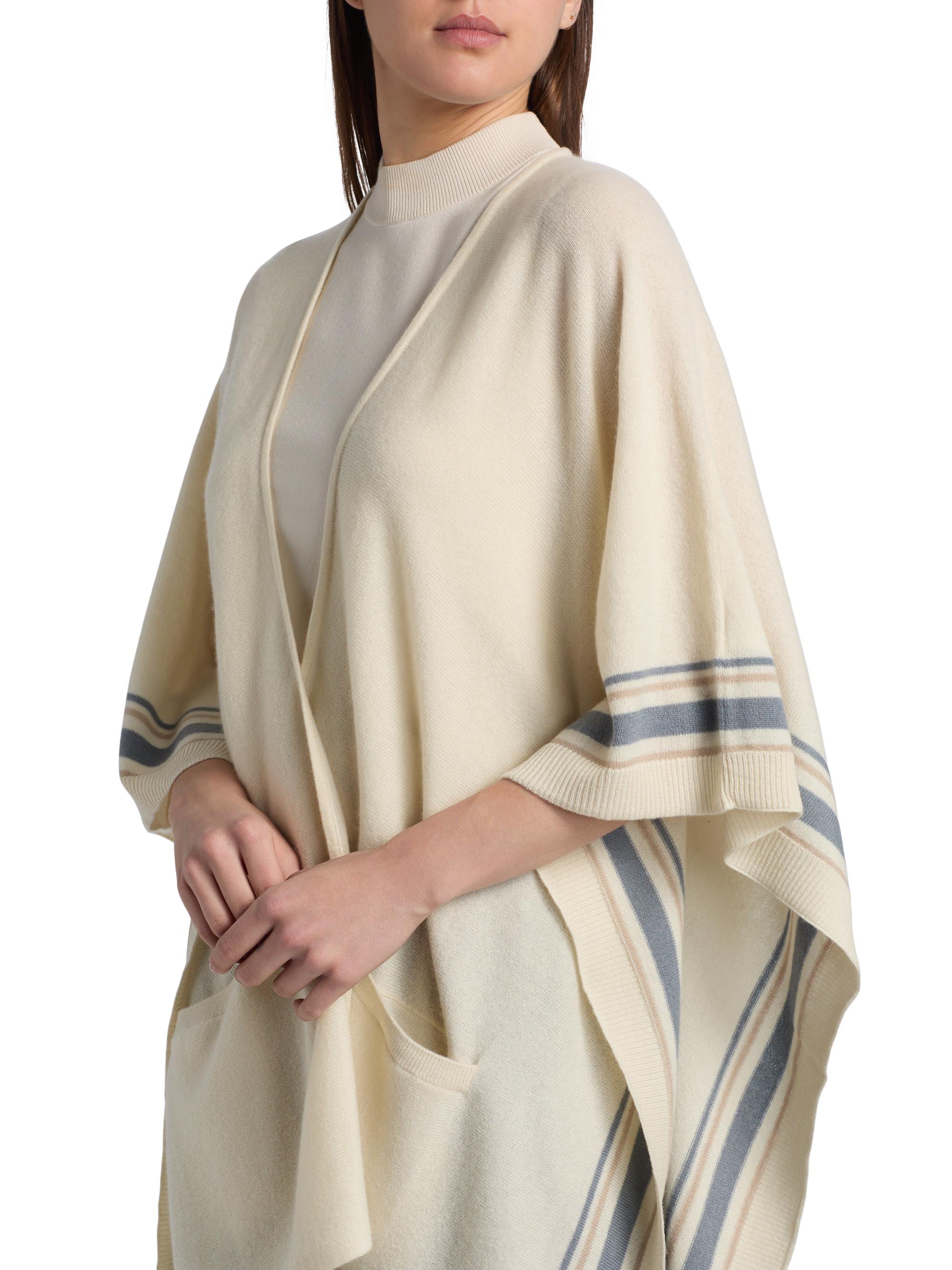 Vince Women's Striped Cashmere Knit Cape - Rice | Thumbnail 6
