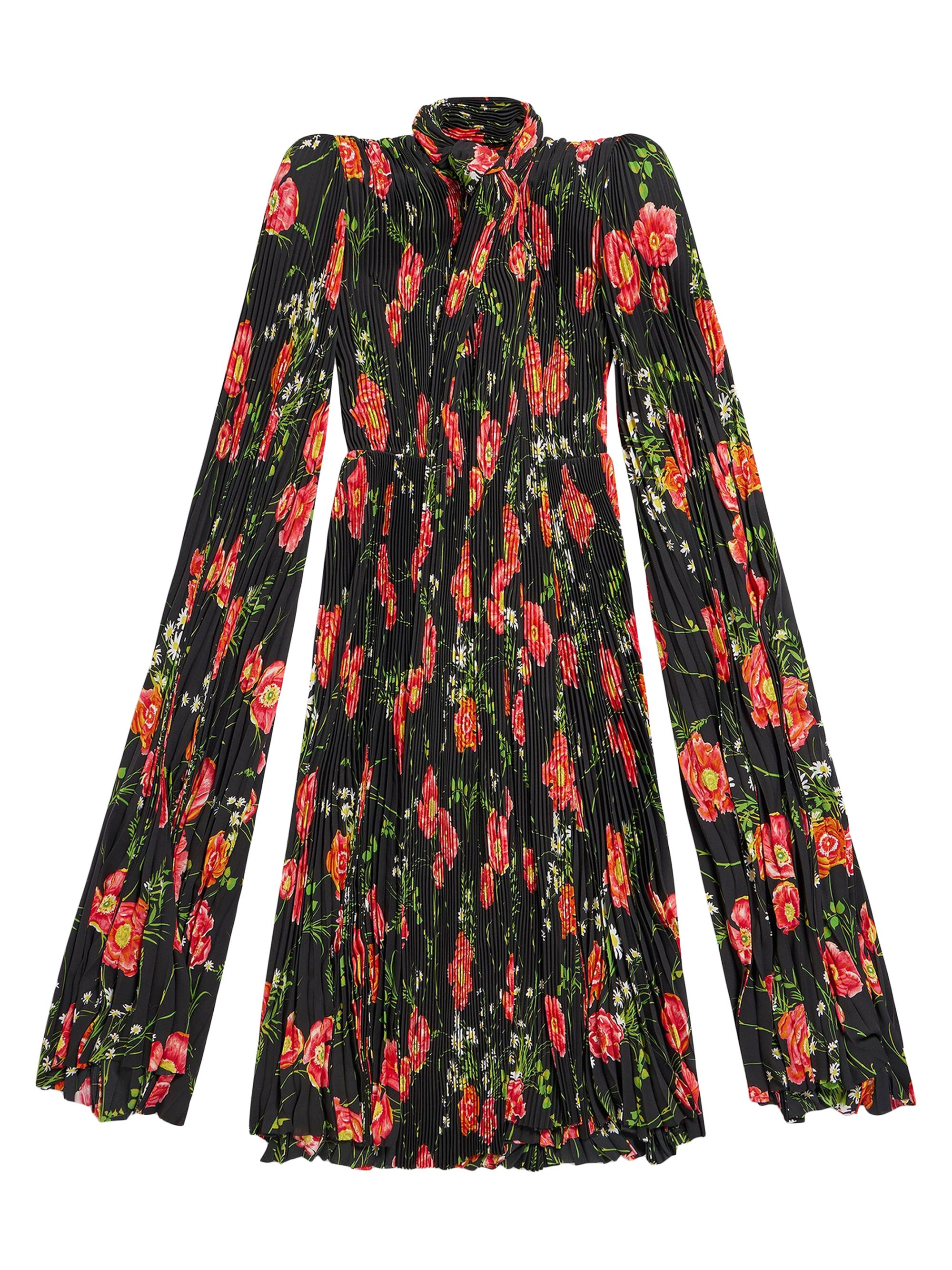 Balenciaga Women's Poppy Scarf Pleated Dress - Black