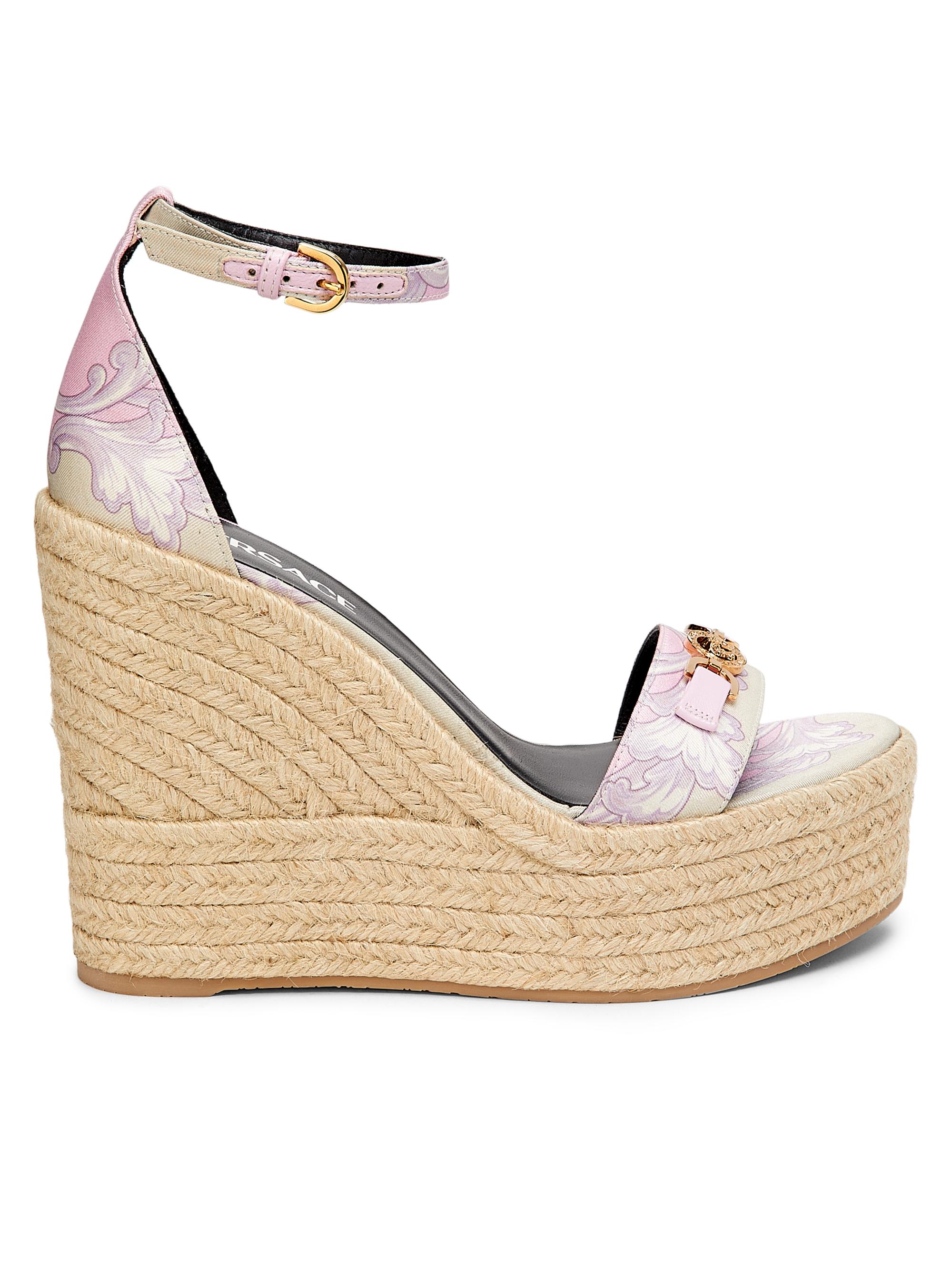 Versace Women's Baroque Print Silk Espadrilles - Black  Gold