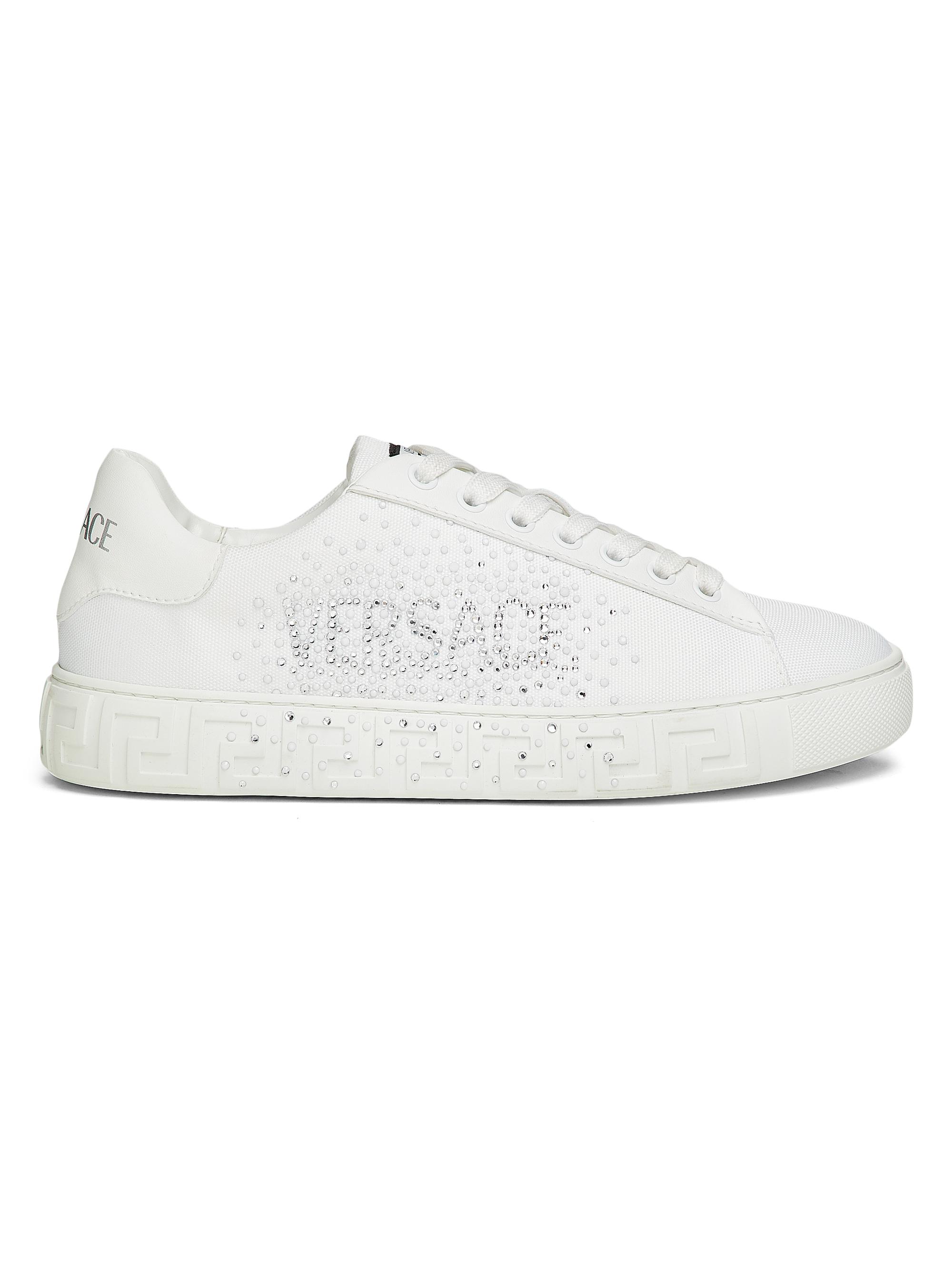 Versace Women's Embellished Logo Low-Top Sneakers - Optical White