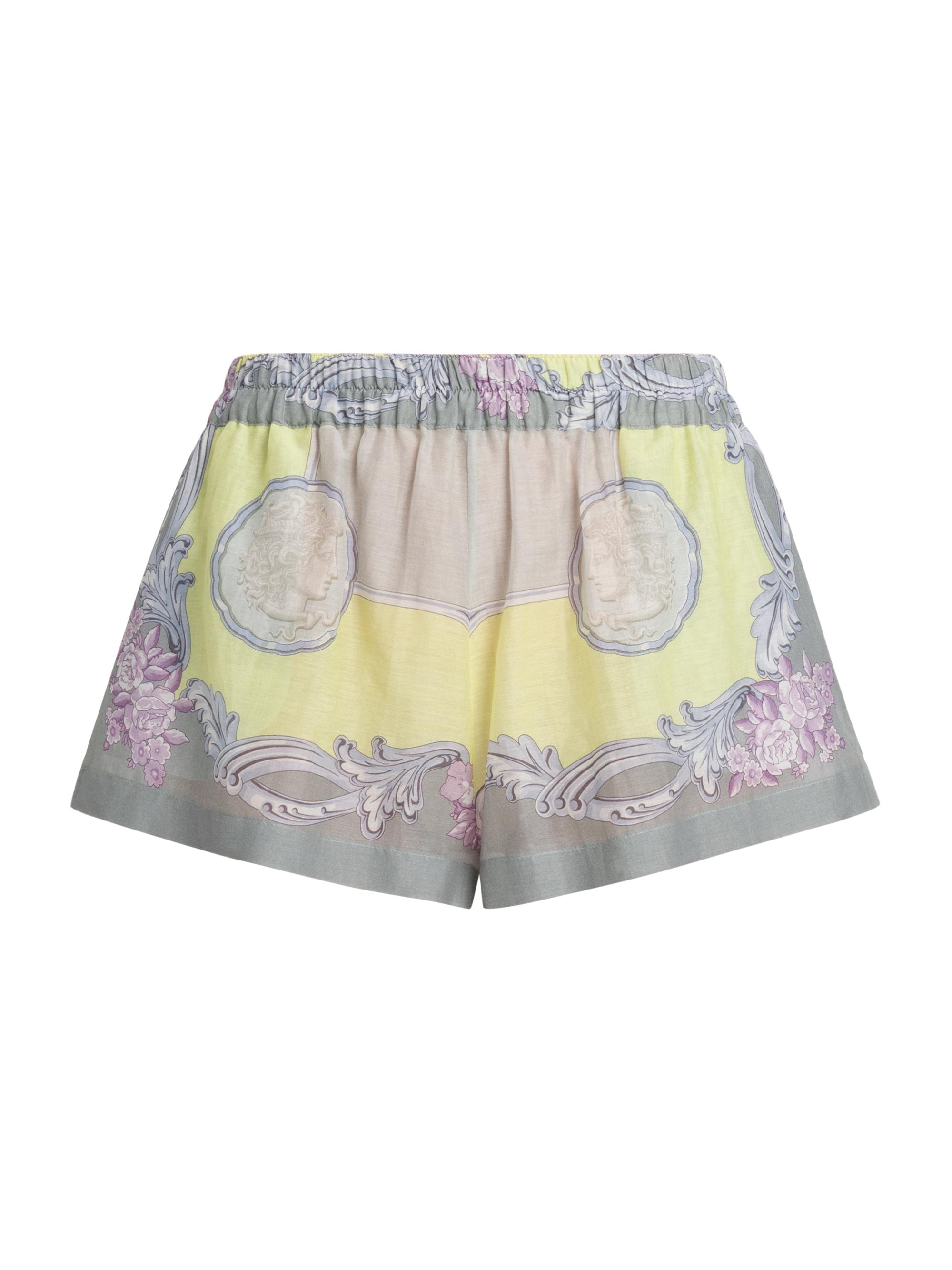 Versace Women's Medusa Cotton-Silk Voile Cover-Up Swim Shorts - Pale Yellow Light Grey