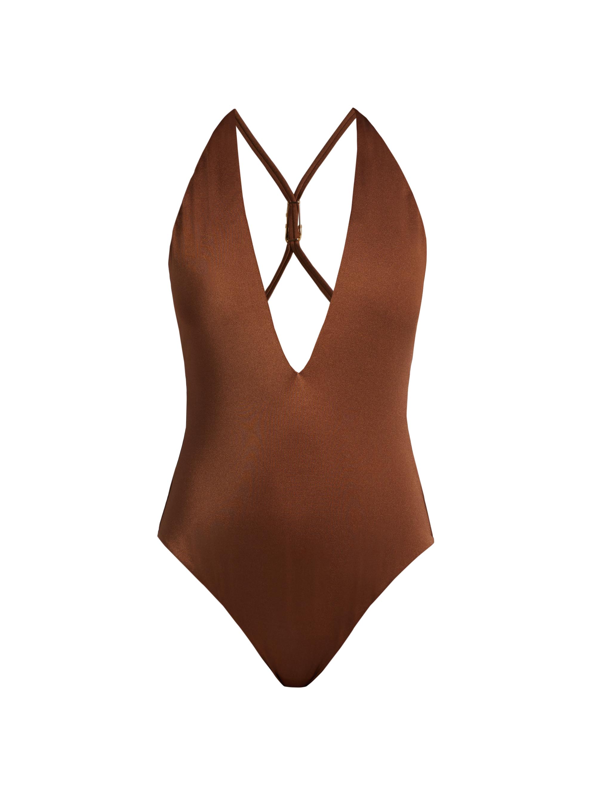 Versace Women's Safety Pin One-Piece Swimsuit - Tobacco