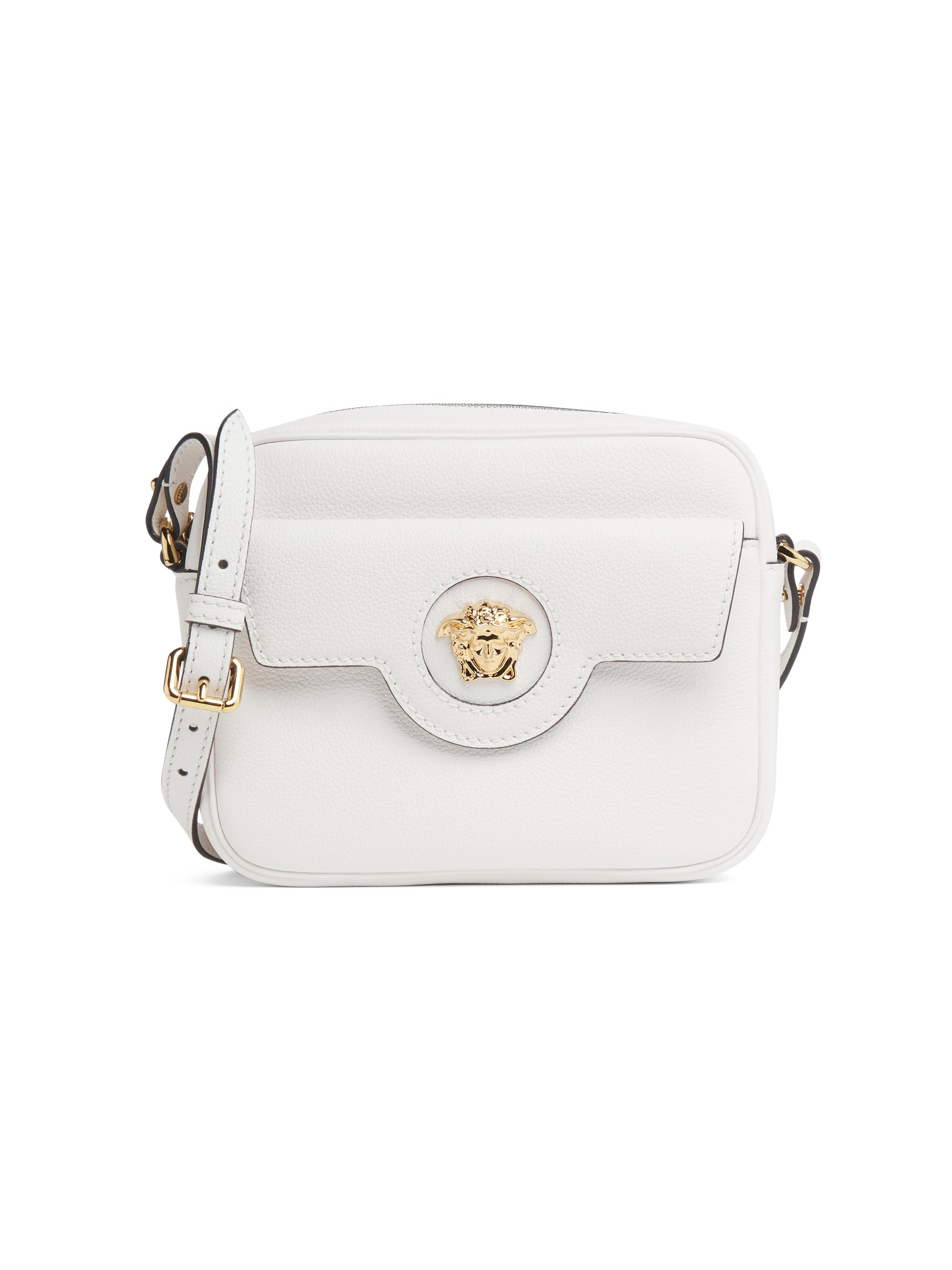 Versace Women's Medusa Leather Camera Shoulder Bag - Porcelain White  Gold