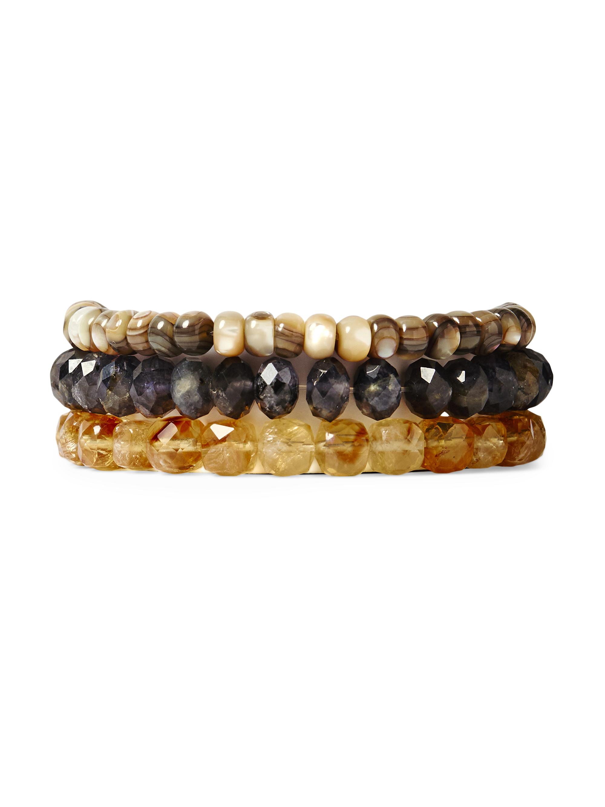 Chan Luu Women's 18K-Gold-Plated, Iolite, Citrine & Abalone Beaded Bracelet - Iolite Mix