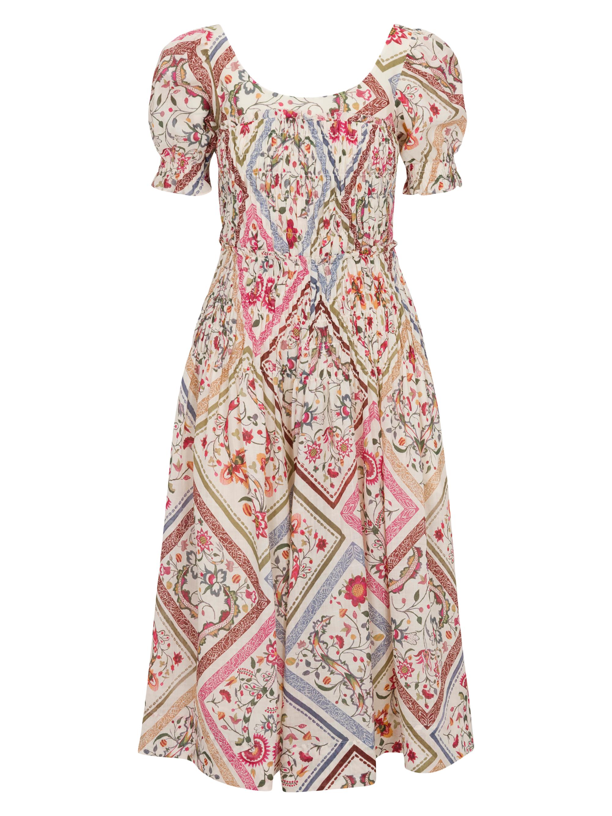 Rebecca Taylor Women's Anya Floral Smocked Midi-Dress - Montage Floral  Combo