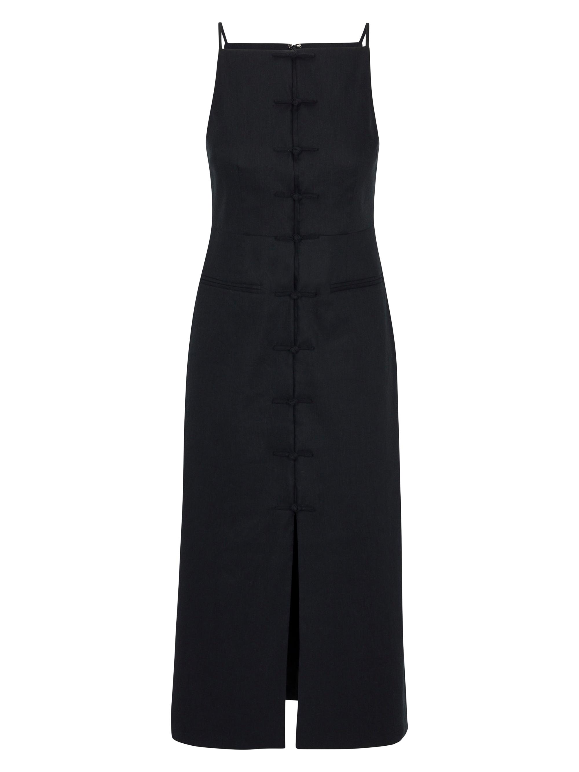 Rebecca Taylor Women's Beatrice Stretch Linen-Blend Midi-Dress - Black