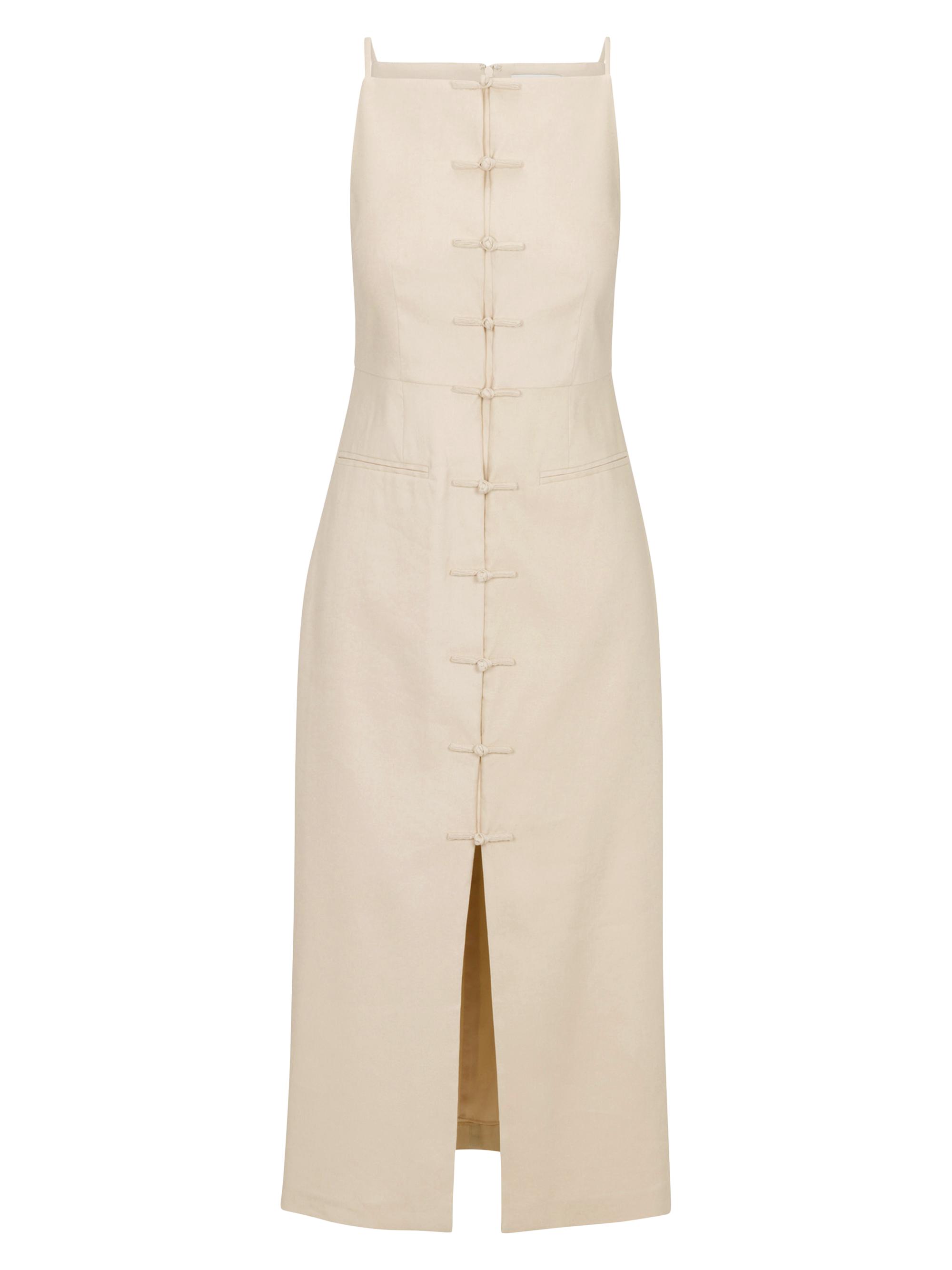 Rebecca Taylor Women's Beatrice Stretch Linen-Blend Midi-Dress - Black